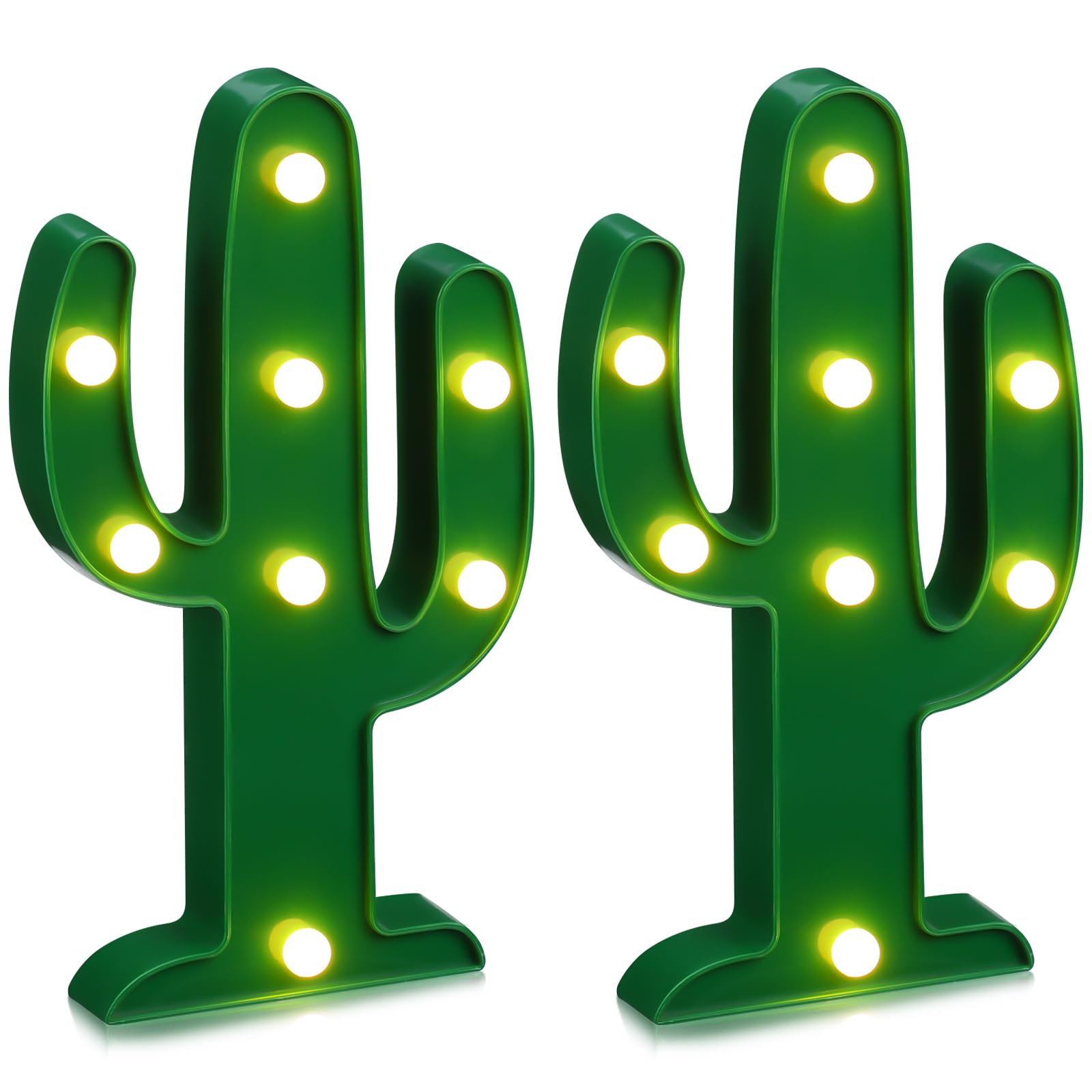 Riakrum LED Cactus Night Light, Plastic Table Lamp for Bedroom & Party Decoration, 10 x 5.71 Inch, Novel Cactus Color