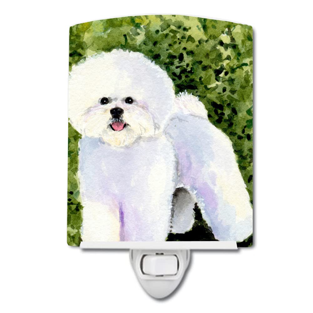 Caroline'S Treasures Ss8712Cnl Bichon Frise Ceramic Night Light Compact, Ul-Certified, Ideal For Bedroom, Bathroom, Nursery, Hallway, Kitchen, 6X4X3, Multicolor