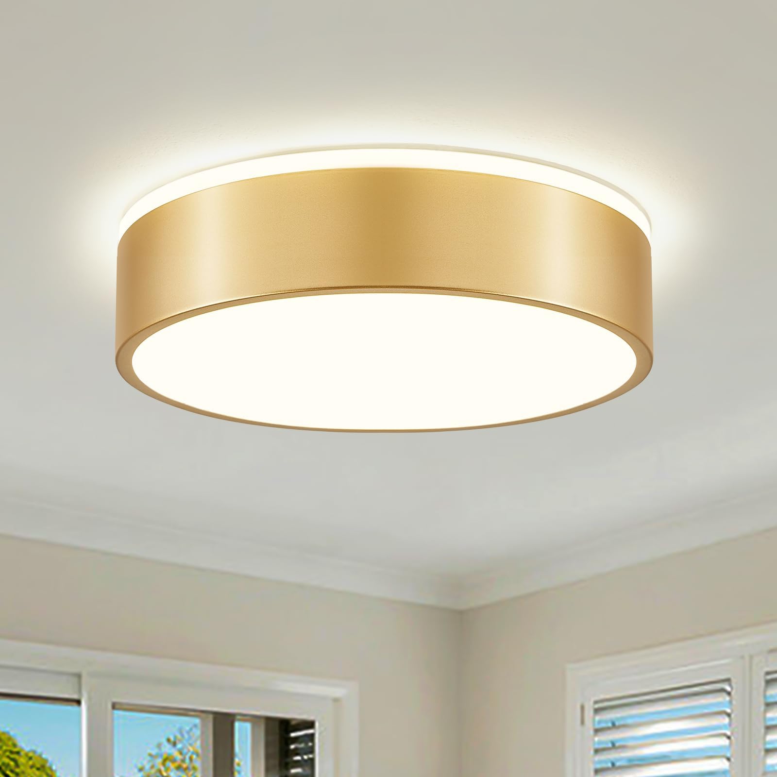 Peblto Gold Dimmable Led Ceiling Light, 2700K-6000K, Modern Flush Mount, 11.8