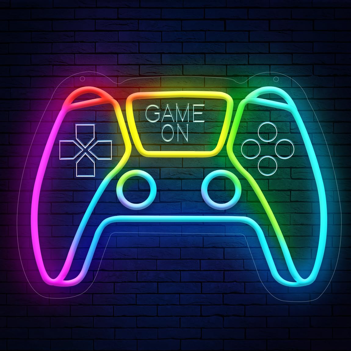 Lumoonosity Gaming LED Neon Sign - Dimmable, Timer Function, Customizable Colors - White, Model CTR Colorful