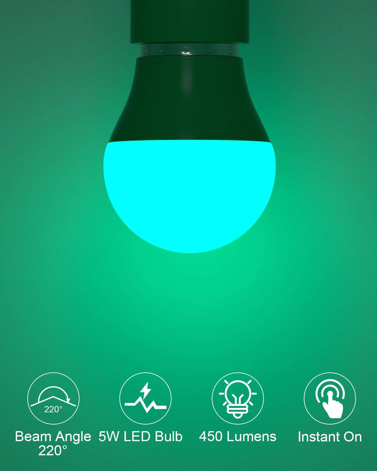 Oraluce Green Porch Light Bulb 40 Watt Equivalent,A15 Led Bulbs For Halloween Christmas Party Decoration And Lighting,Colored Light Bulb With E26 Base,5W 450Lm Non-Dimmable,6 Pack.