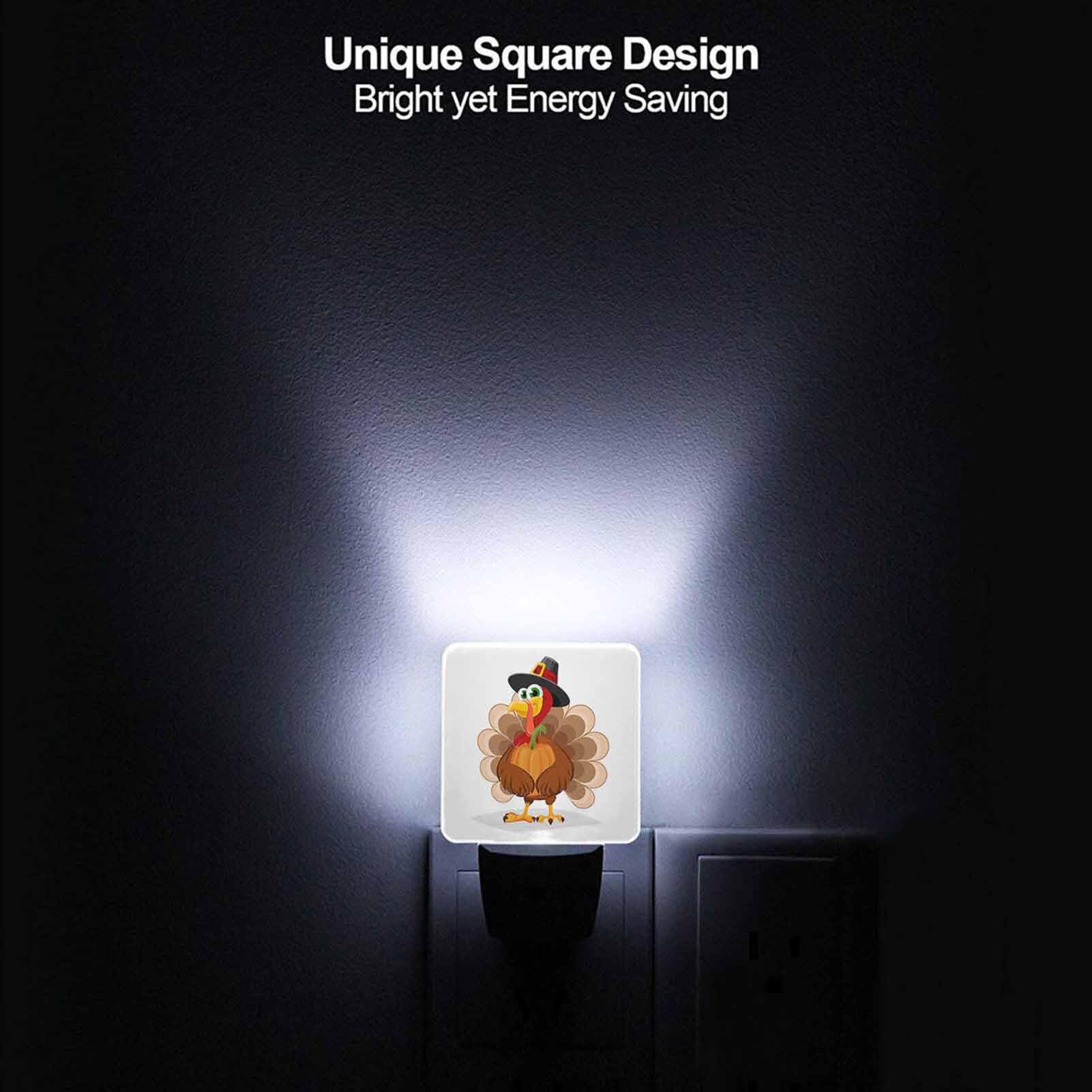 Chrobak Led Night Light Plug Into Wall With Dusk To Dawn Light Sensor White Energy Efficient Thanksgiving Day Turkey Nightlight For Bedroom Bathroom Hallway Living Room Kitchen