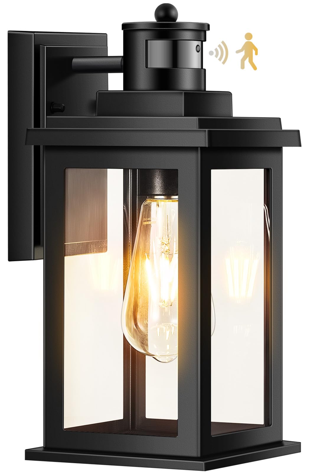 Vianis Outdoor Motion Sensor Light, Black Waterproof Sconce For Porch, Garage, And Patio