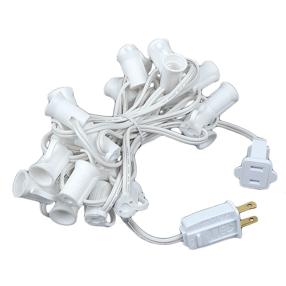 Novelty Lights C7 Outdoor String Lights - 12.5 Foot, 25 Sockets, White Wire, Copper Material