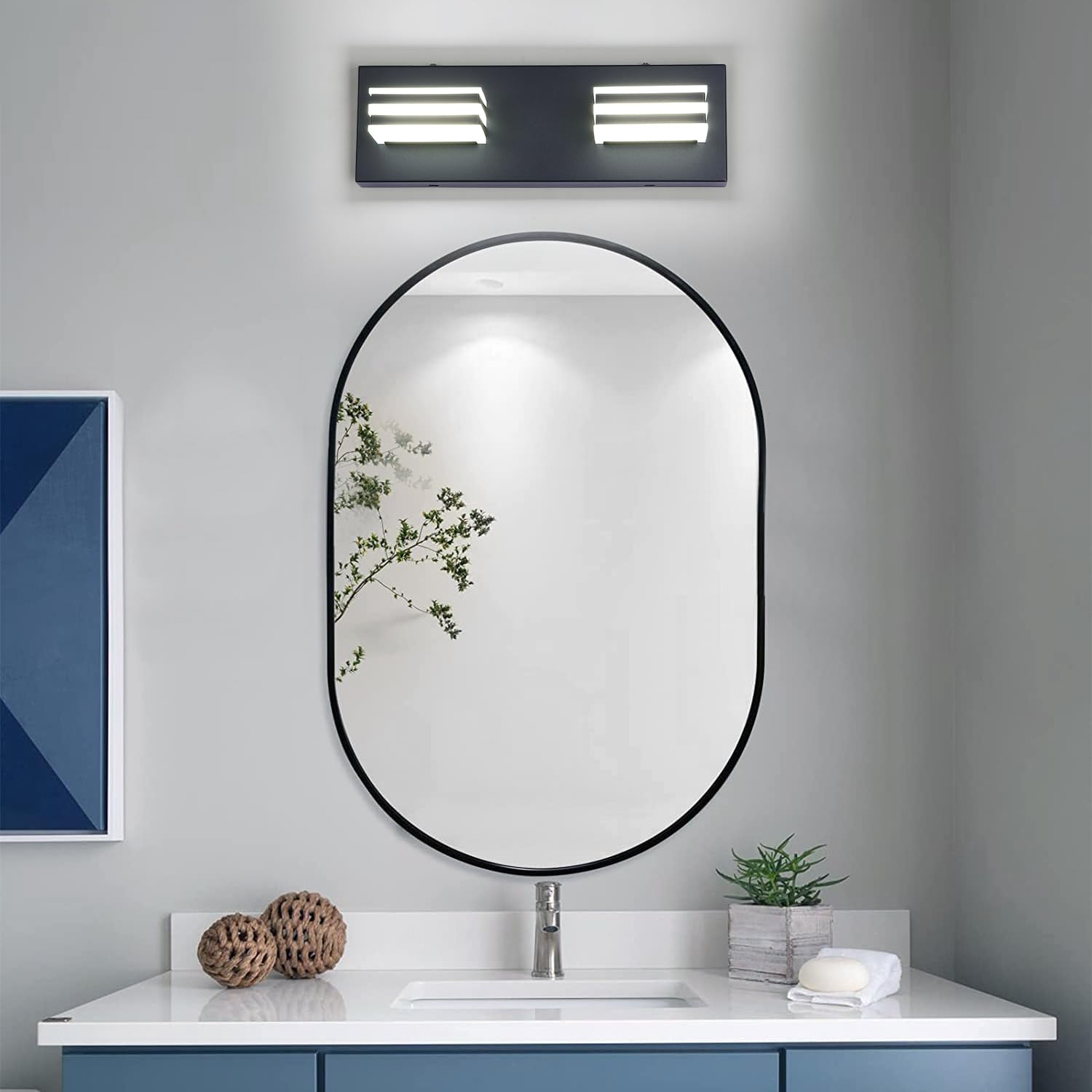 Black Led Vanity Light Fixtures 12W Bath Wall Lighs Over Sink 2 Light Bathroom Mirror Lighting 14 Inch Vanity Sconces Modern Res