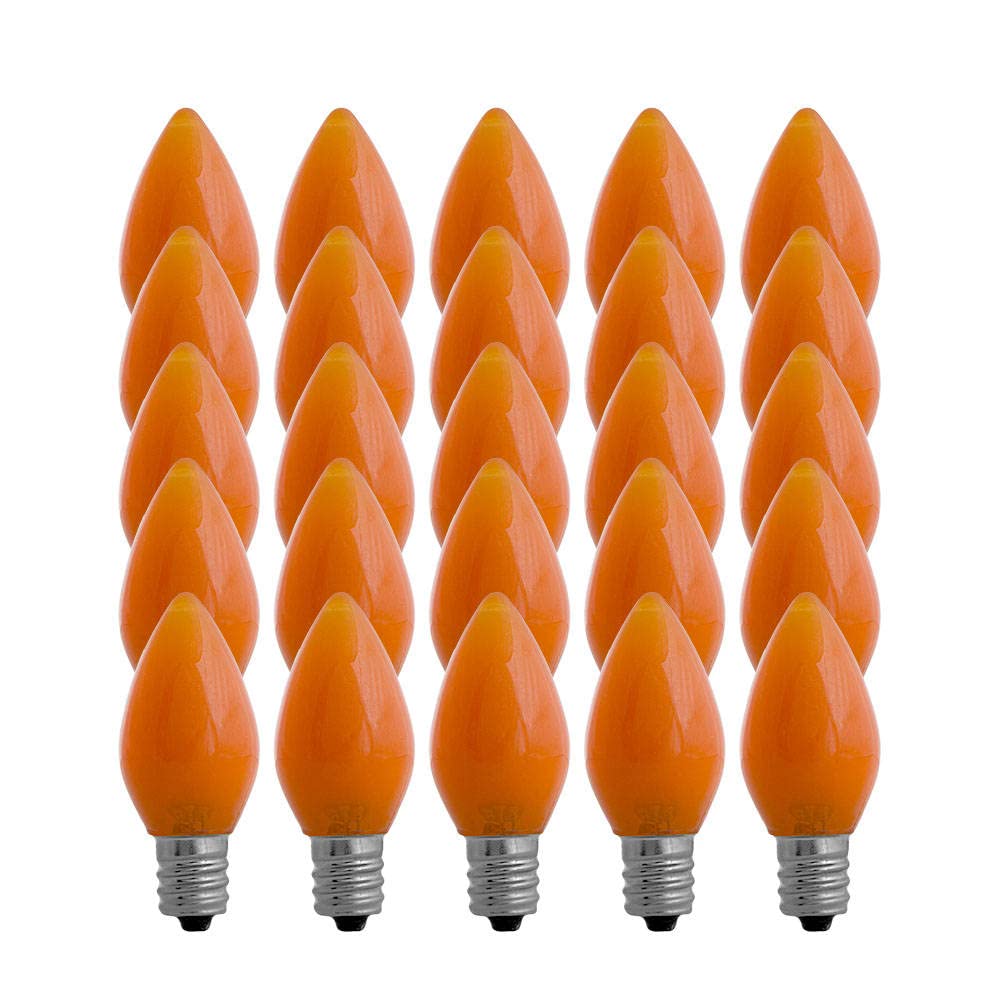 EZLS C7 Orange Opaque SMD LED Bulbs - Box of 25 Smooth Orange Retro C7 Replacement Bulbs