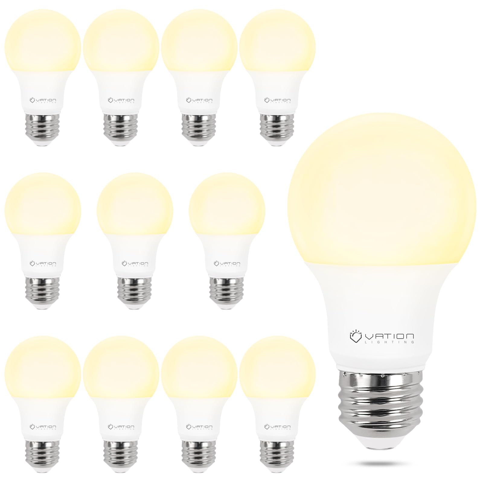Vation Lighting Dimmable A19 Led Light Bulbs 3000K Warm White, 60 Watt Equivalent, Efficient 9 Watt, 800 Lumens, E26 Medium Base