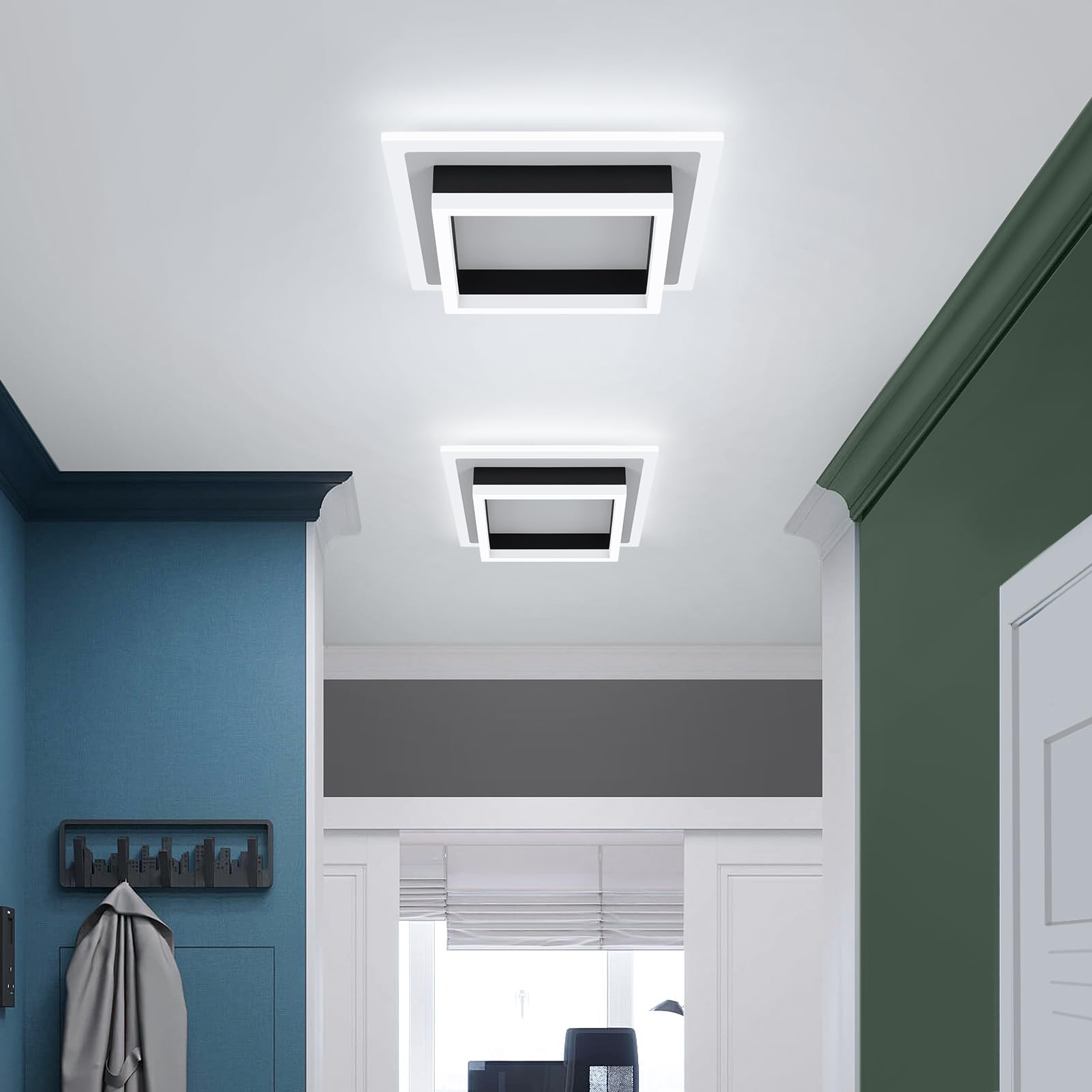 Eidisuny 32W Modern Led Ceiling Light  Small Flush Mount Light Fixture  6500K Cold White Ceiling Lamp  Square Hallway Lighting Fixtures For Living Room Bedroom Bathroom Kitchen (White  Cold White)