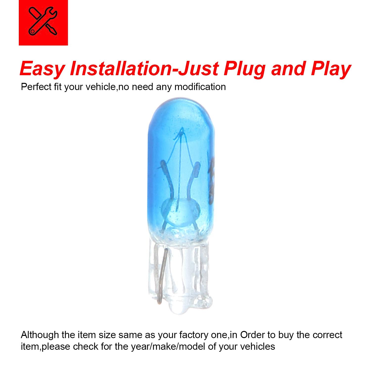 Cciyu 20 Pack Blue T5 17 86 206 Halogen Light Bulb Instrument Cluster Gauge Dash Lamp 12V