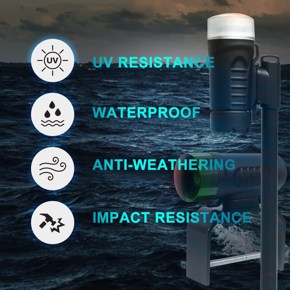Sebnux Portable Battery Boat Light - Navigation Light for Pontoon & Small Boat, Grey, Model CK002, Aluminum Material