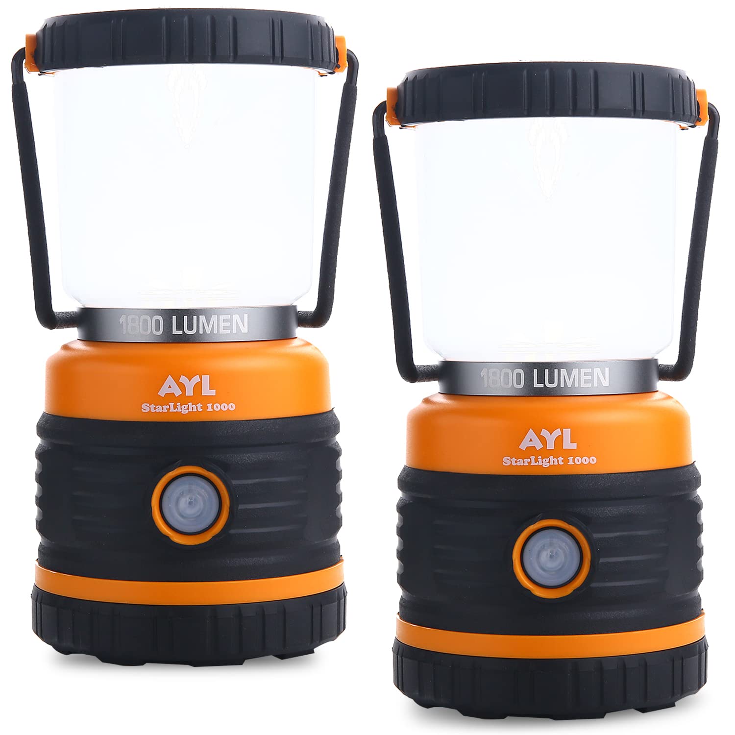 AYL LED Camping Lantern, 1800LM, 4 Light Modes, Battery Powered, Orange, Model SL10002Pack
