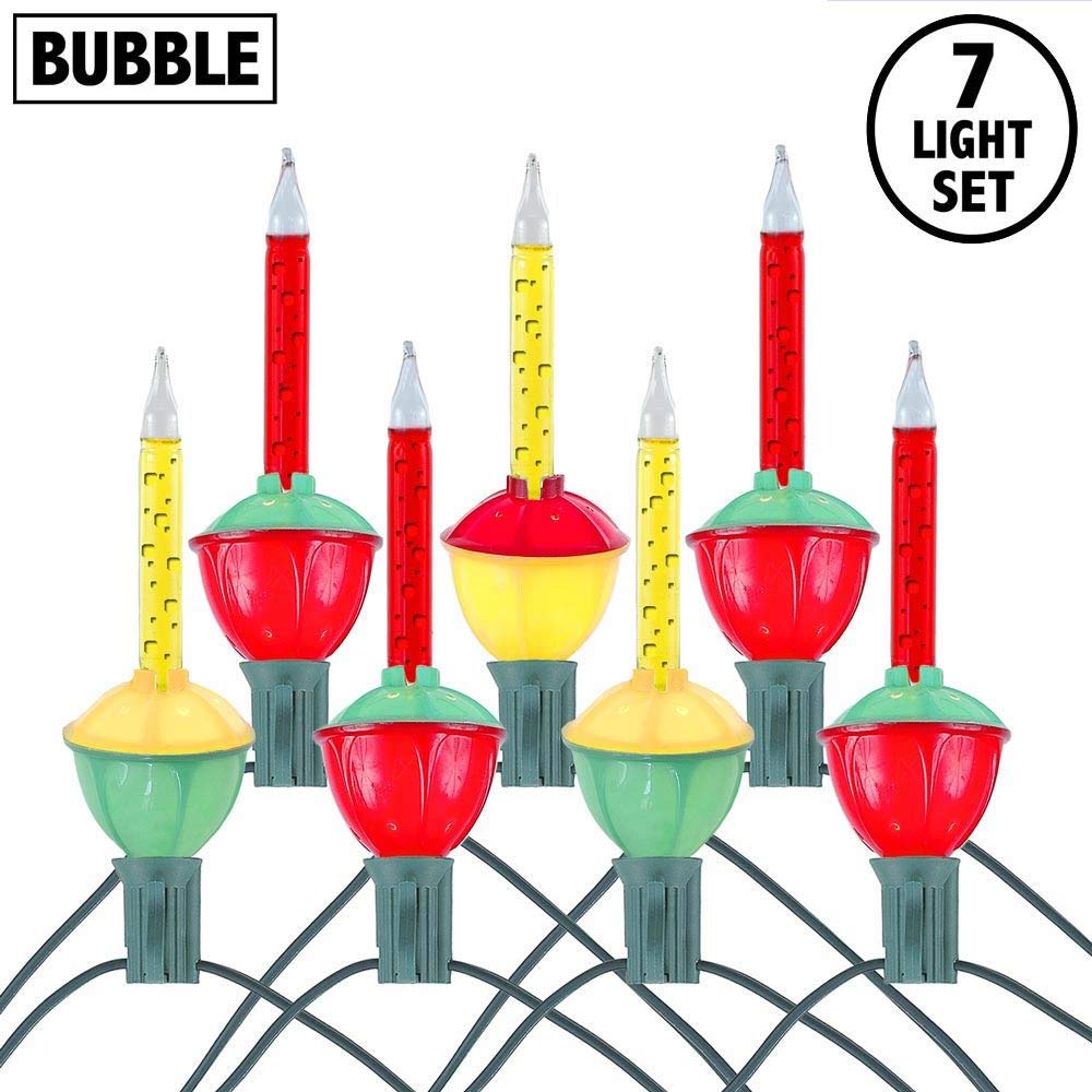Novelty Lights 7 Light Christmas Bubble Light Set Vintage Christmas Bubble Lights, Indoor And Outdoor Use, Bright And Joyful Illumination, Christmas Tree Lights (Red/Yellow)
