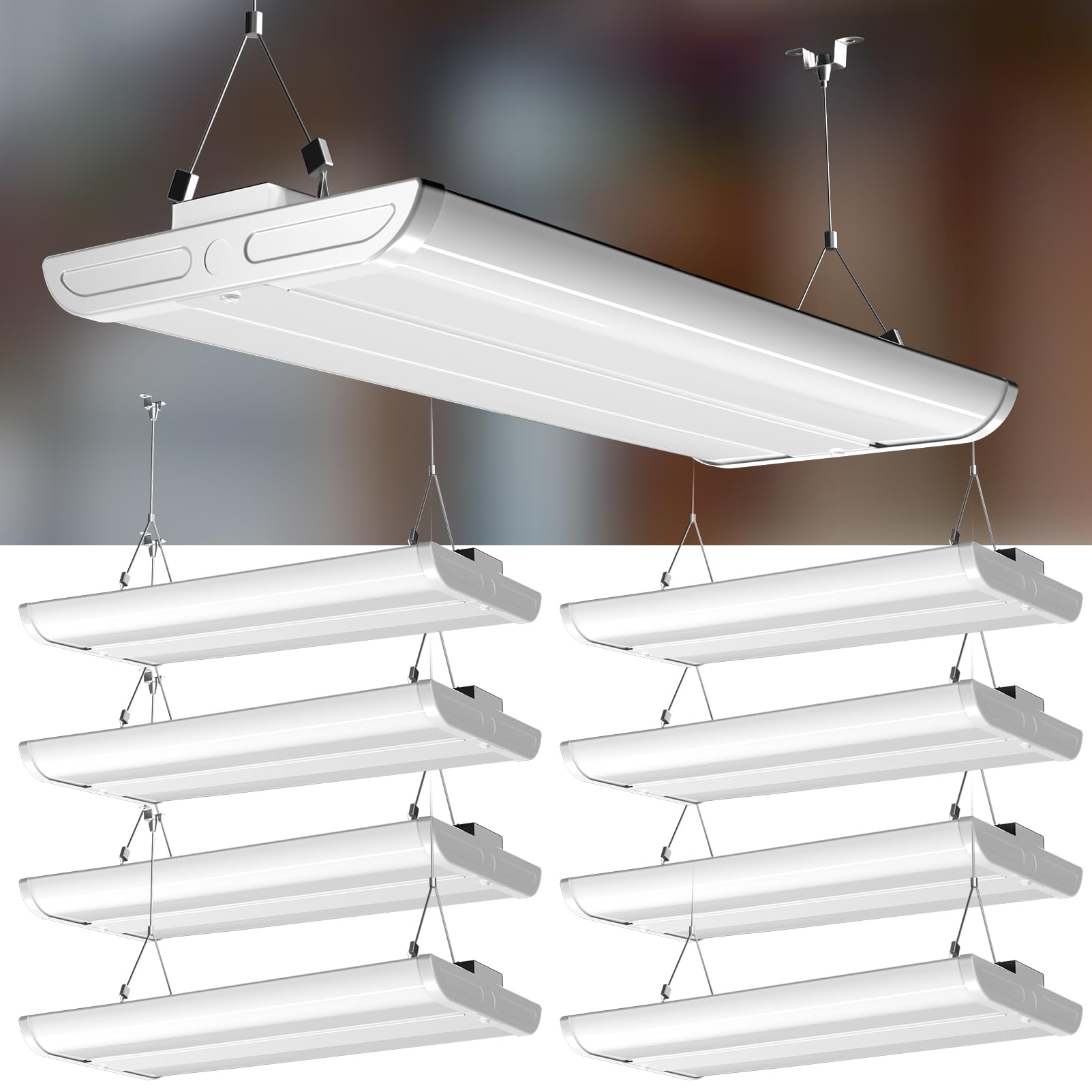Lightdot 2FT LED High Bay Shop Lights with Flush/Suspended Mount  200W [Eqv.800W] 5000K 100-277V Commercial Lighting for Garage Workshop - 15-30FT Ceiling  Covers 2000 Sq.ft  UL Complied  8Pack