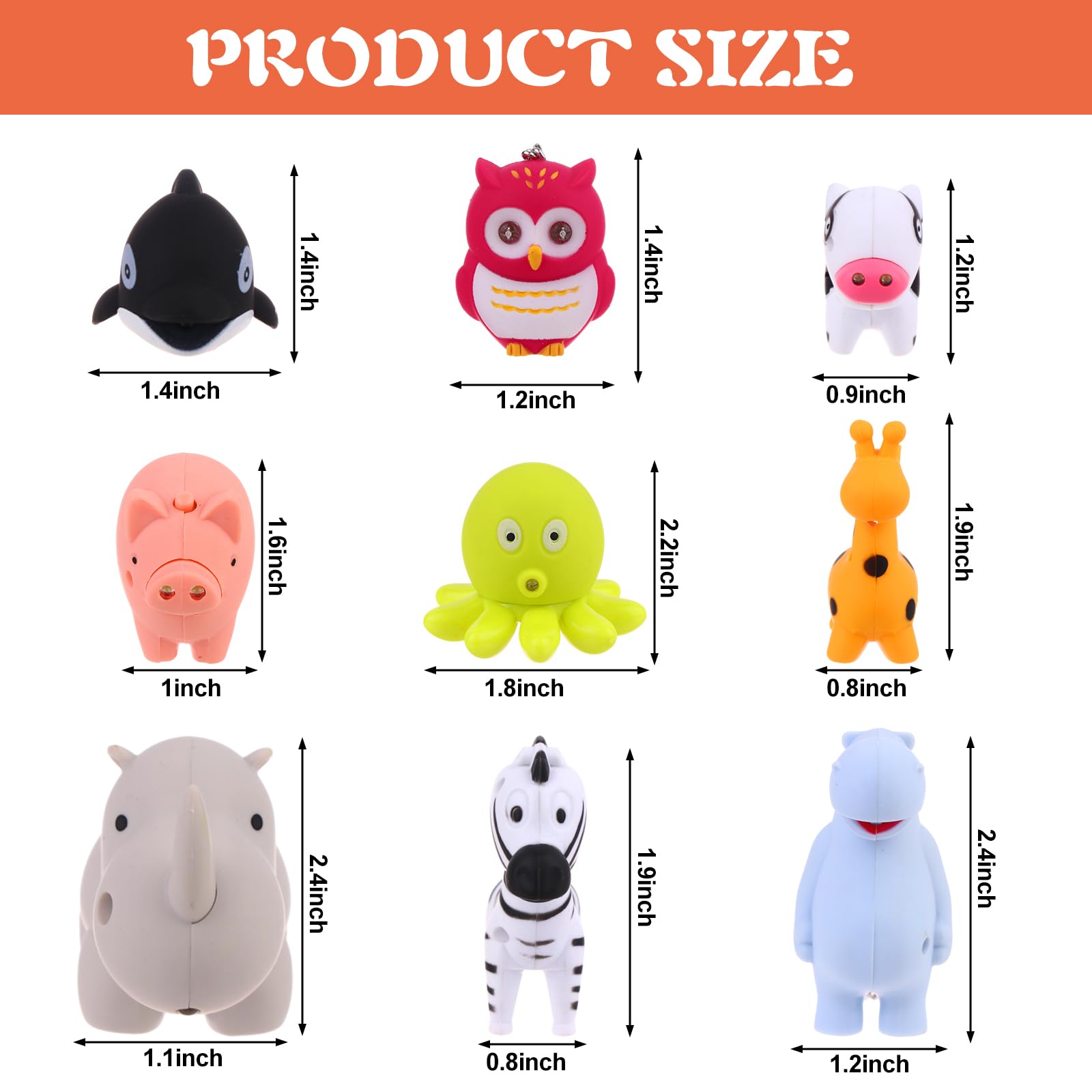 9 Pcs Nurse Flashlight Pediatric Nurse Flashlight Keychain Animal Flashlight Puppy Keychain Cow Giraffe Elephant Octopus Dolphin Pig Hippo Owl Zebra Flashlight Keychain Pen Light For Nurse Badge Reel