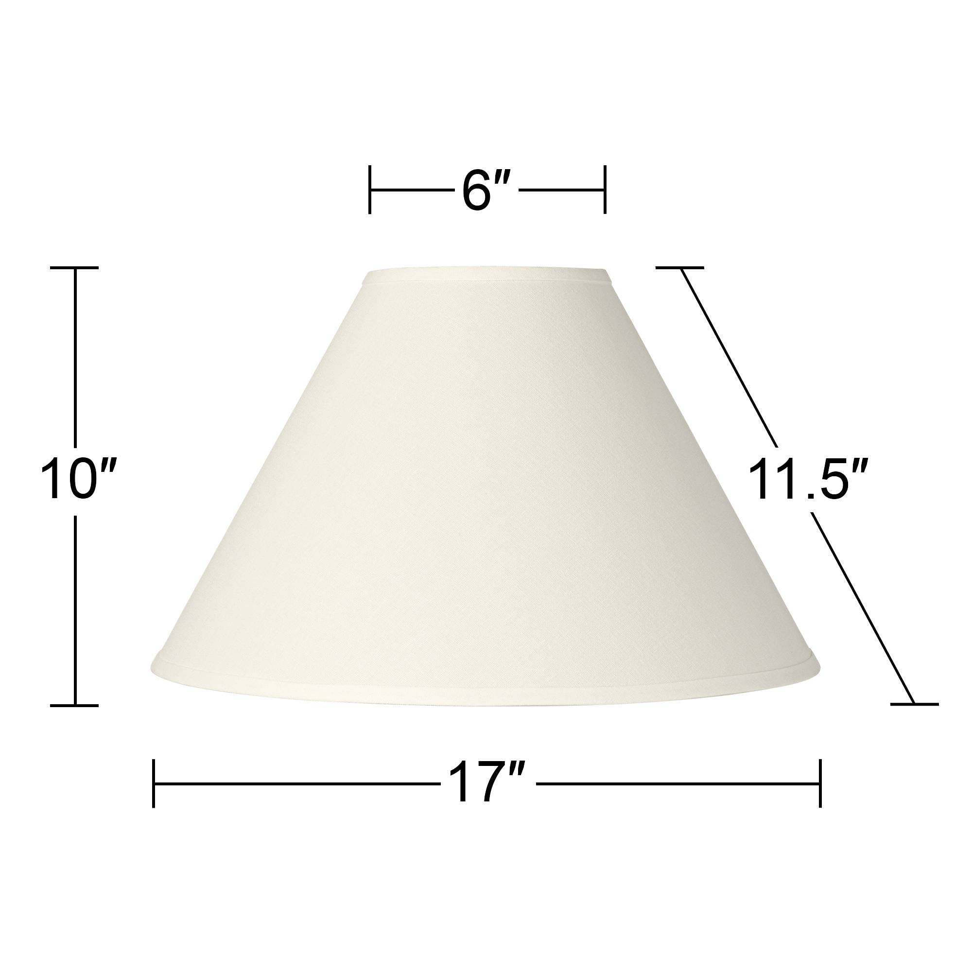6&quot; Top X 17&quot; Bottom X 10&quot; High X 11 1/2&quot; Slant Lamp Shade Replacement Large White Chimney Round Country Traditional Linen Fabric Spider Harp Finial - Springcrest