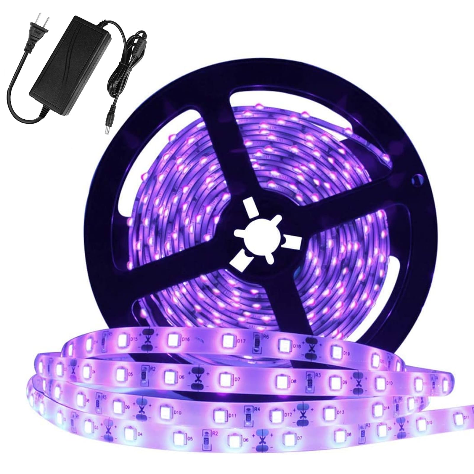 YGS-Tech UV Black Light LED Strip, 60W, 16.4FT, 300 LEDs, 395nm-405nm, Non-Waterproof, Model YGS-UV-