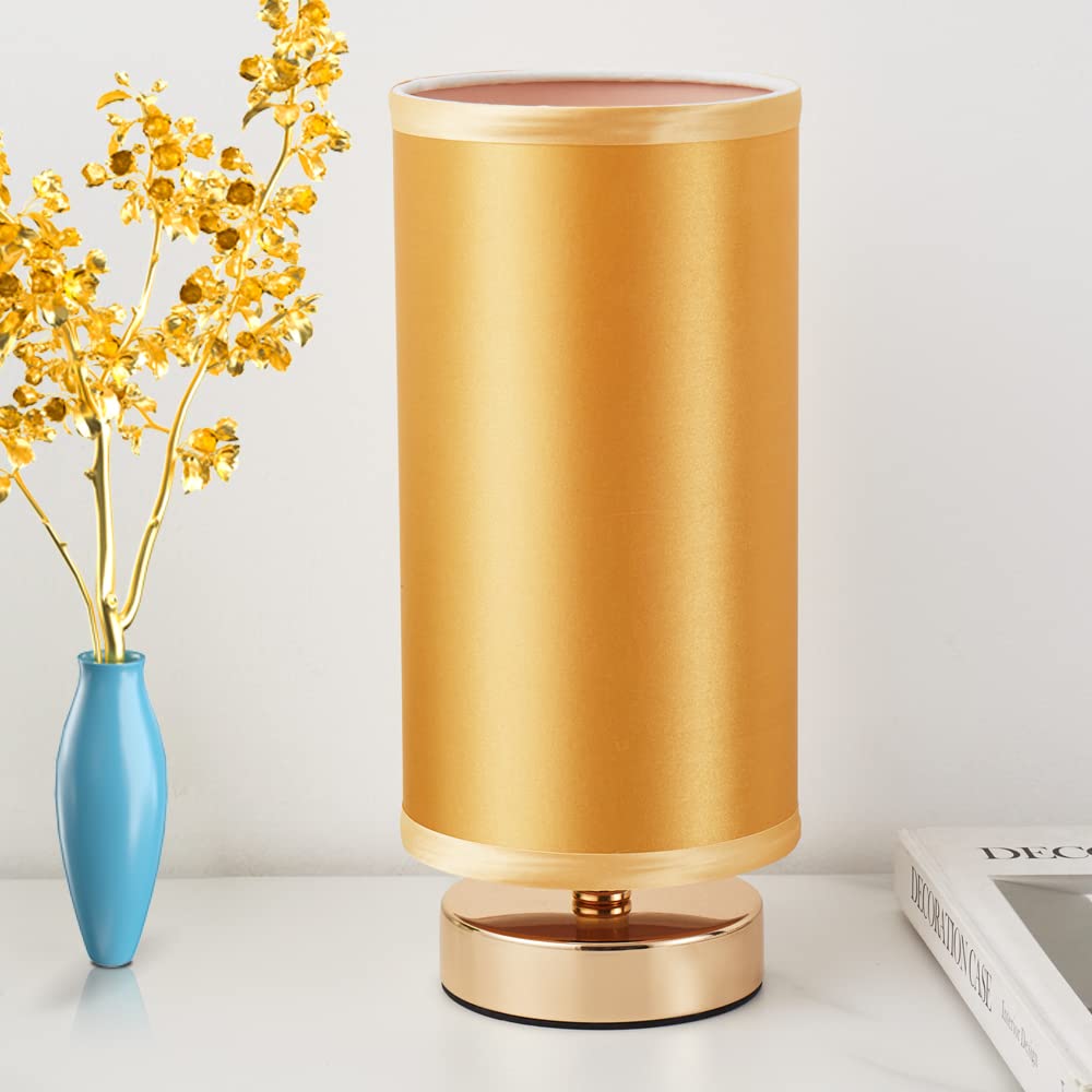 Lifeholder Table Lamp, Bedside Nightstand Lamp, Simple Desk Lamp, Cylinder Table Lamp For Bedroom Living Room Office Study, Gold