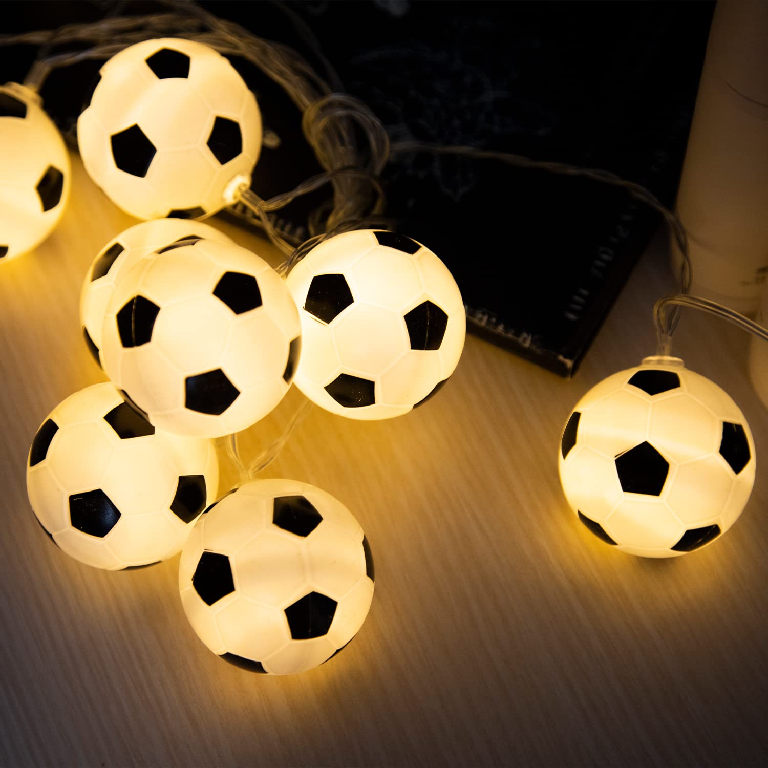 Yeamar Football String Lights, 14Ft 20 Led Sports Ball Indoor Battery Operated Led String Lights