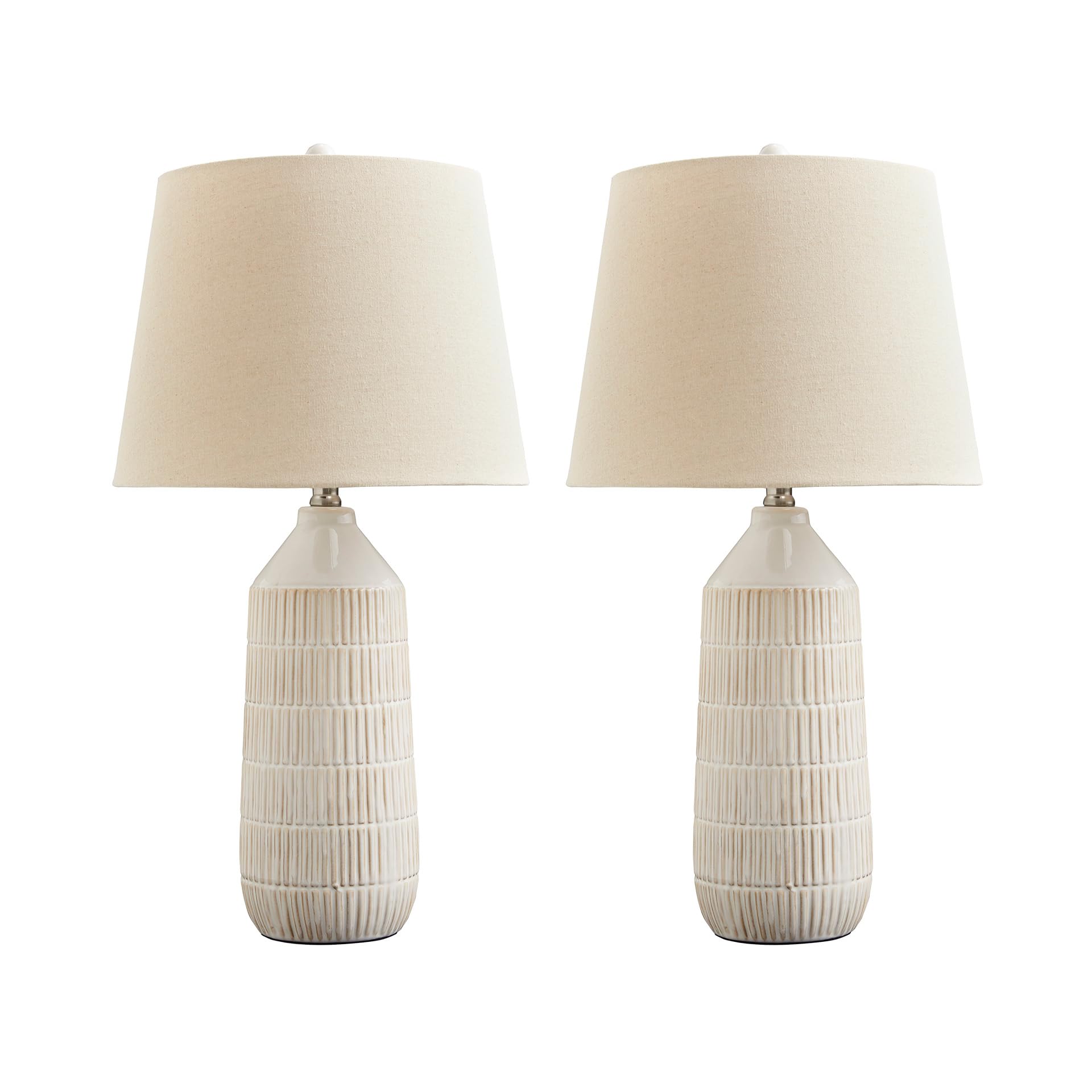 Signature Design by Ashley Willport Modern 26.5 Ceramic Table Lamp, Set of 2, Beige