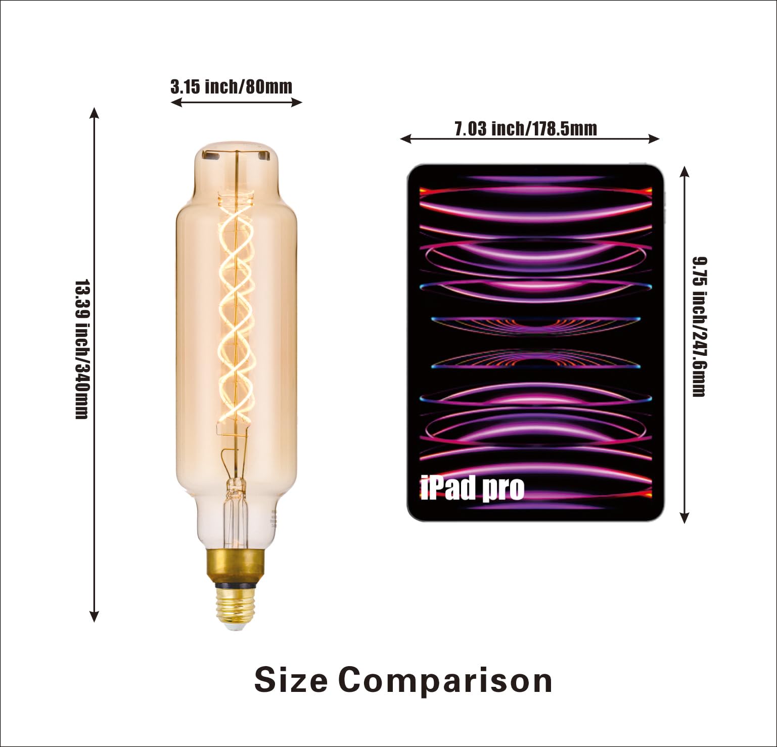 Sd Lux Oversized Vintage Giant Led Light Bulb Huge Edison Bulb - Dimmable, 8W 450Lm (50W Equi), Warm White 2200K, Medium E26 Bas