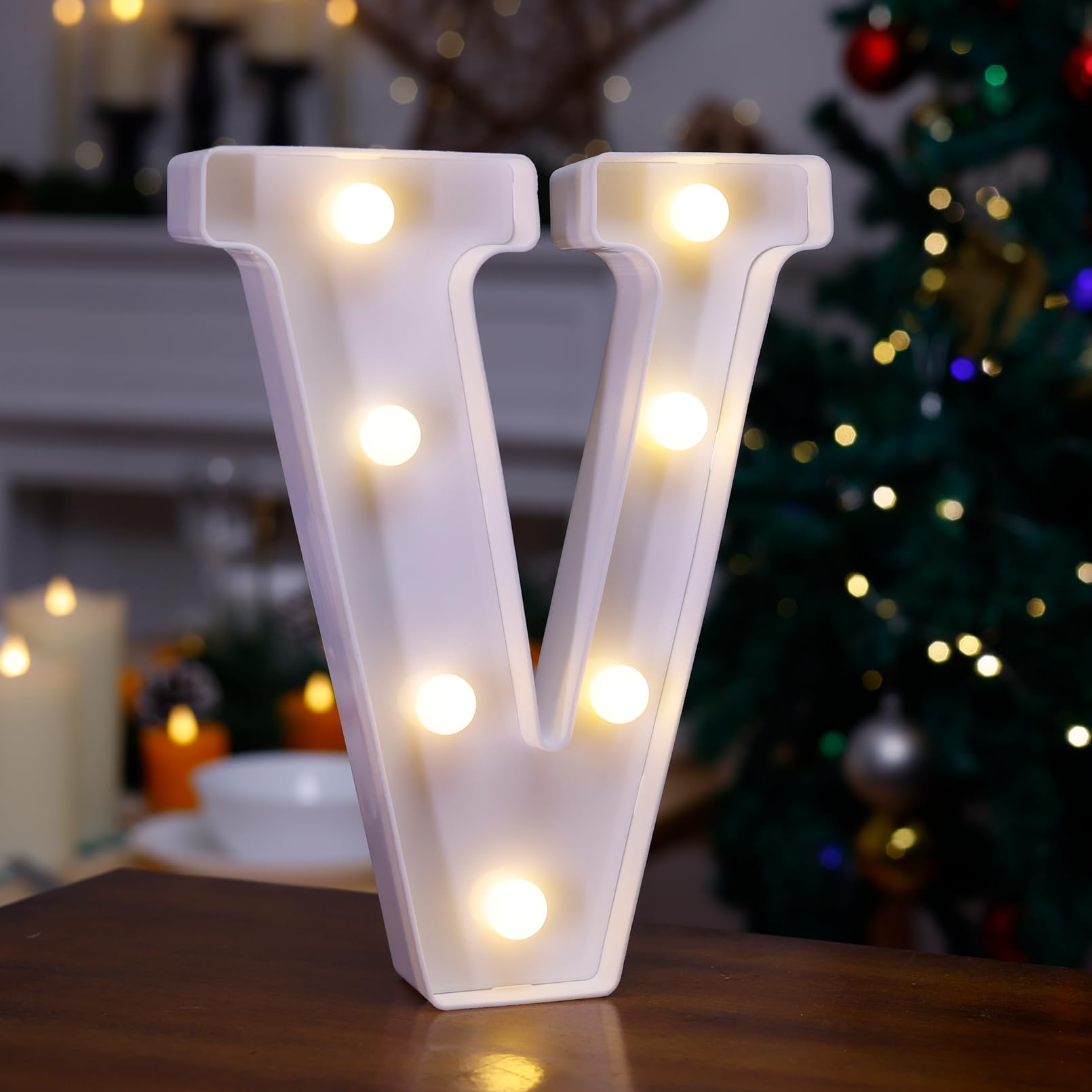 TRONSBOO LED Marquee Sign Light Up Letters, Alphabet Light Up Letters Sign, Battery Powered LED Letter Lights for Night Light, Wedding, Birthday, Party, Christmas or Home Decor (Letter V)