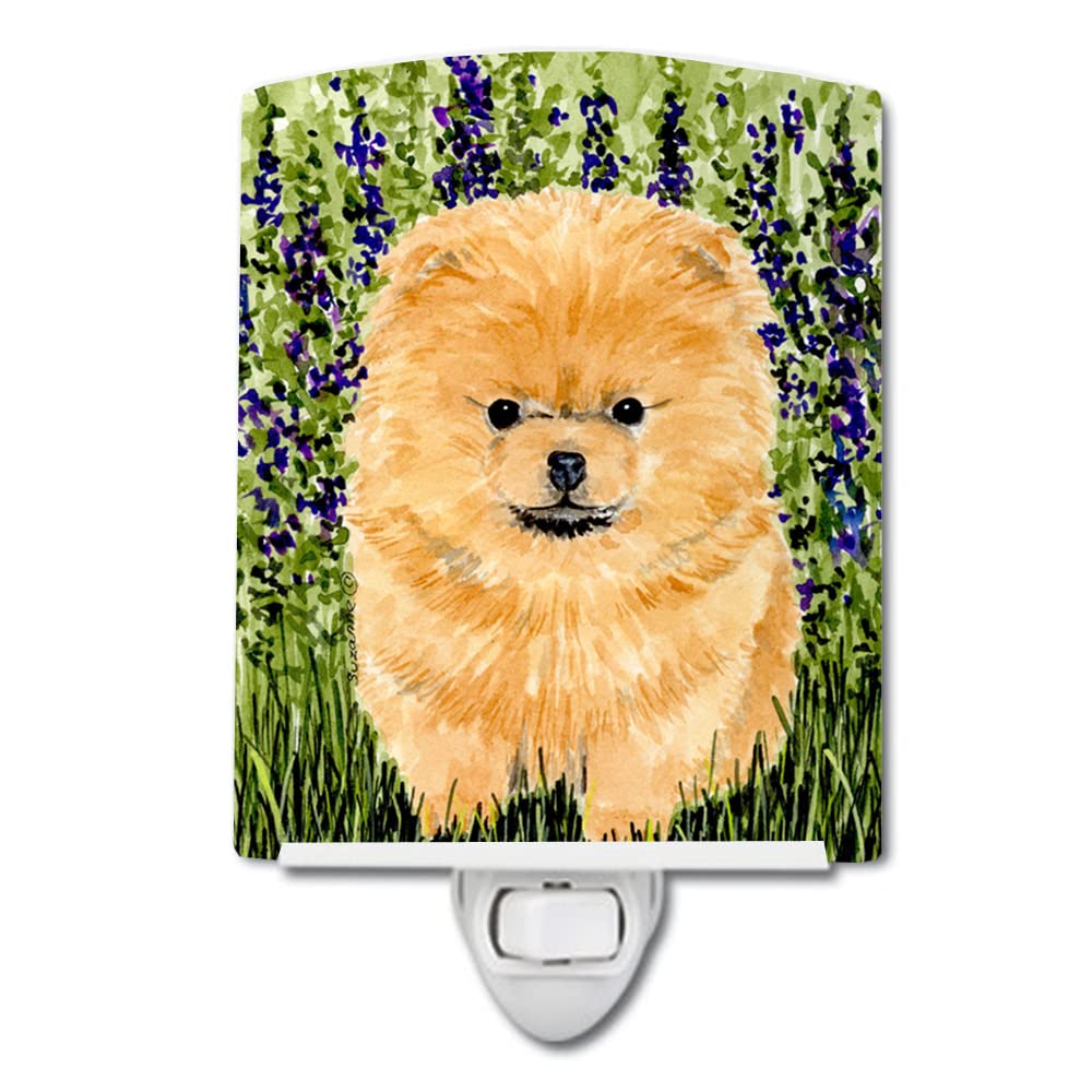Caroline'S Treasures Ss8746Cnl Pomeranian Ceramic Night Light Compact, Ul-Certified, Ideal For Bedroom, Bathroom, Nursery, Hallway, Kitchen, 6X4X3, Multicolor