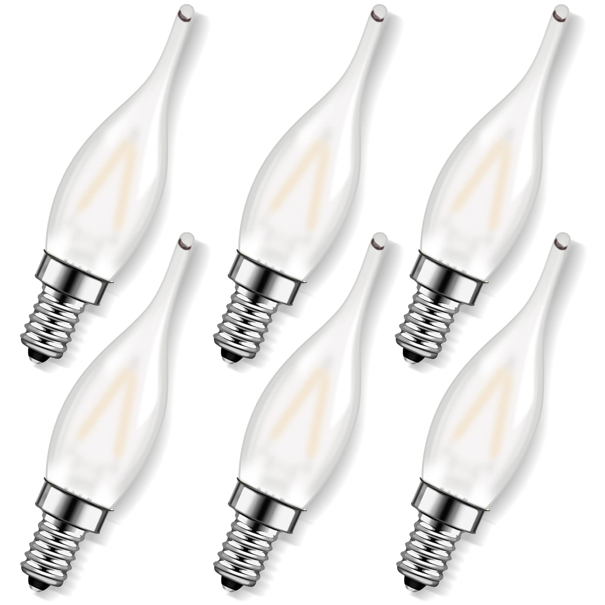Genixgreen Frosted Led Candelabra Bulbs, Night Light Bulb 15 Watt Equivalent 1.5W E12 Mini Candle Bulb Low Wattage Flame Bent Ti