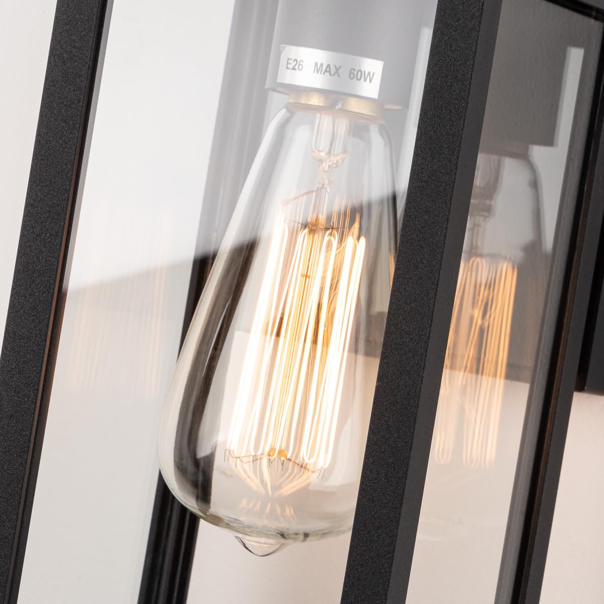 Mirrea 11&quot; Matte Black Outdoor Wall Sconce, Waterproof Rectangular Metal Frame, Pack Of 2