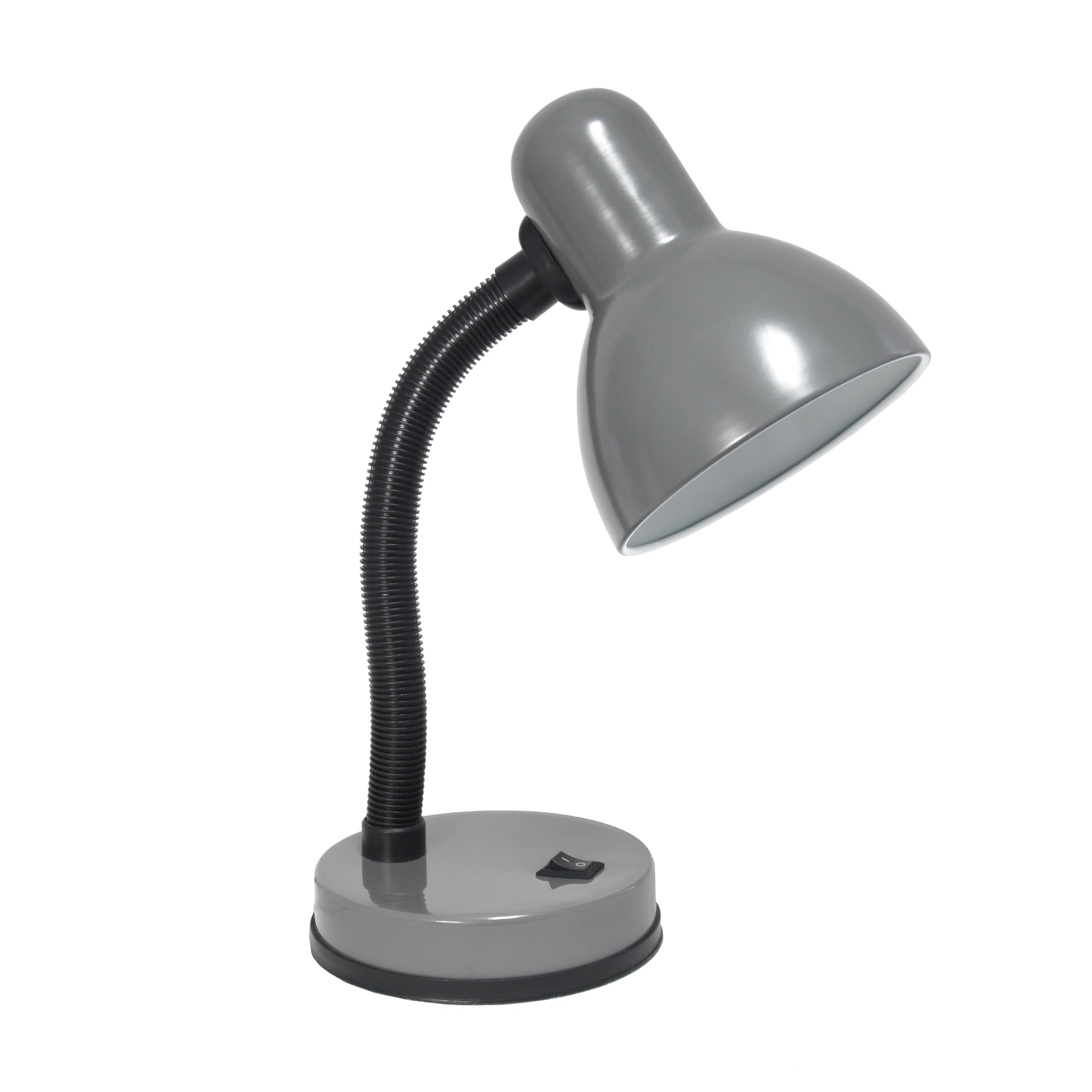 Simple Designs Ld1088-Gry 14.25'' Sleek And Sturdy Classic Gooseneck Study Desk Lamp, Gray