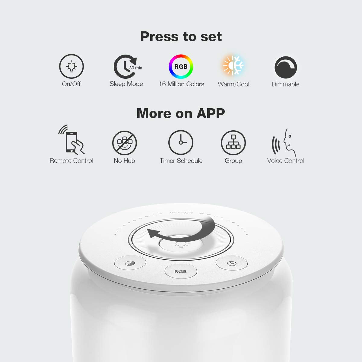 Lepro Smart Table Lamp for Bedroom Bedside Lamp Works with Alexa Google Home, Tunable White & RGB Color Changing Dimmable LED Ni