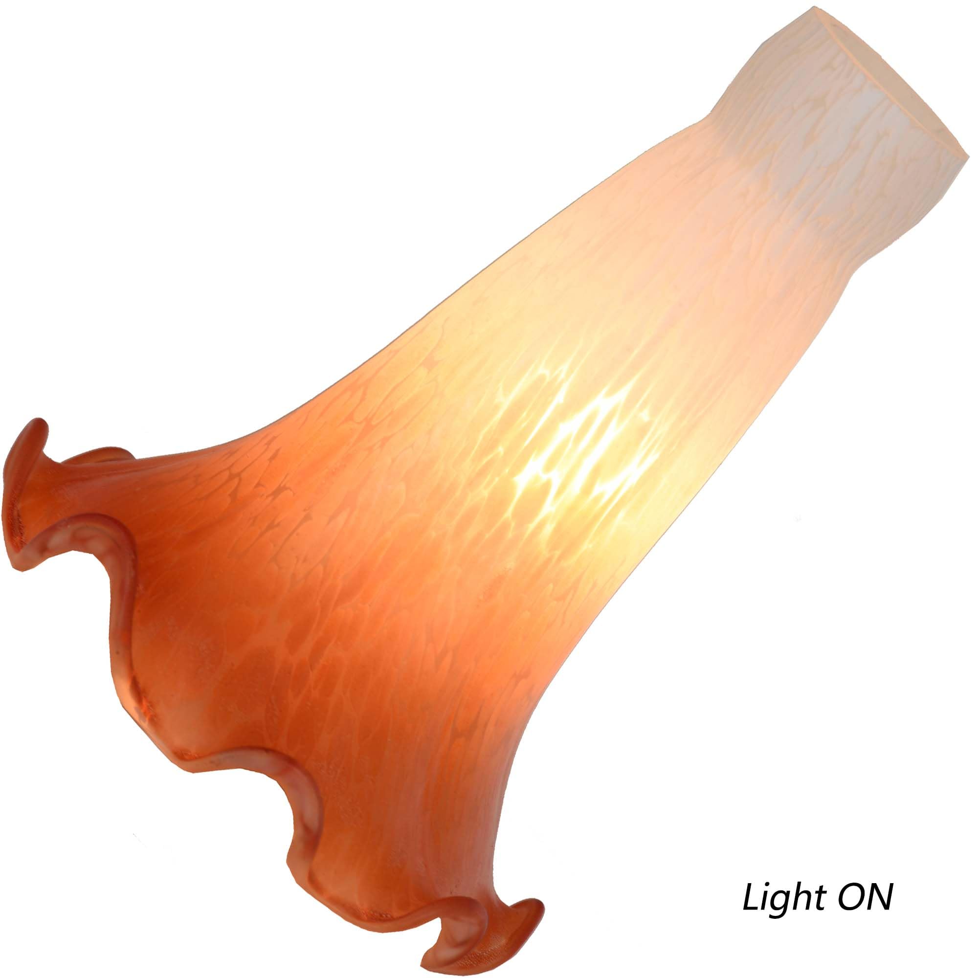 Bieye Lily Flower Blown Glass Lampshade - White Orange, Small I.D. 0.87" x O.D. 1", Model LILYSHADE