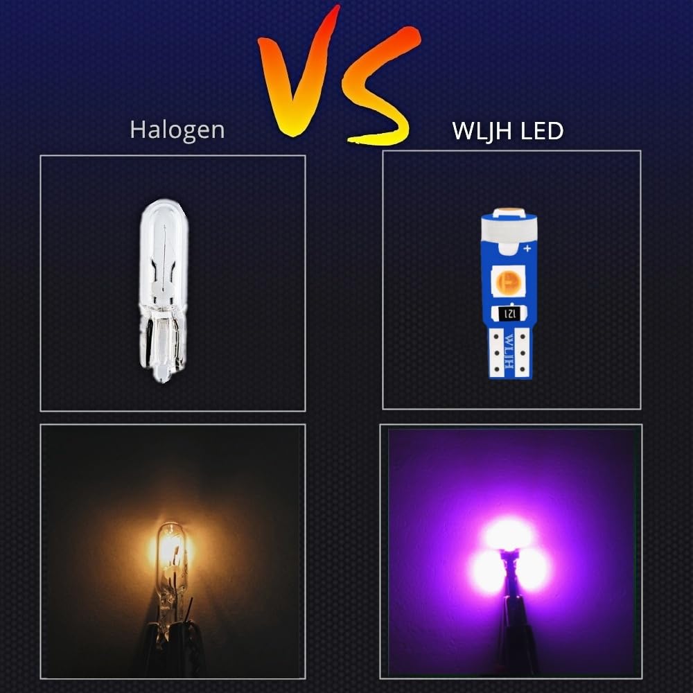 Wljh 6Pcs Pink Auto Led Bulbs T5 Wedge Led Light Canbus Error Frre 74 17 2721 3030 Smd Car Dashboard Instrument Panel Cluster Lamps,Plug And Paly