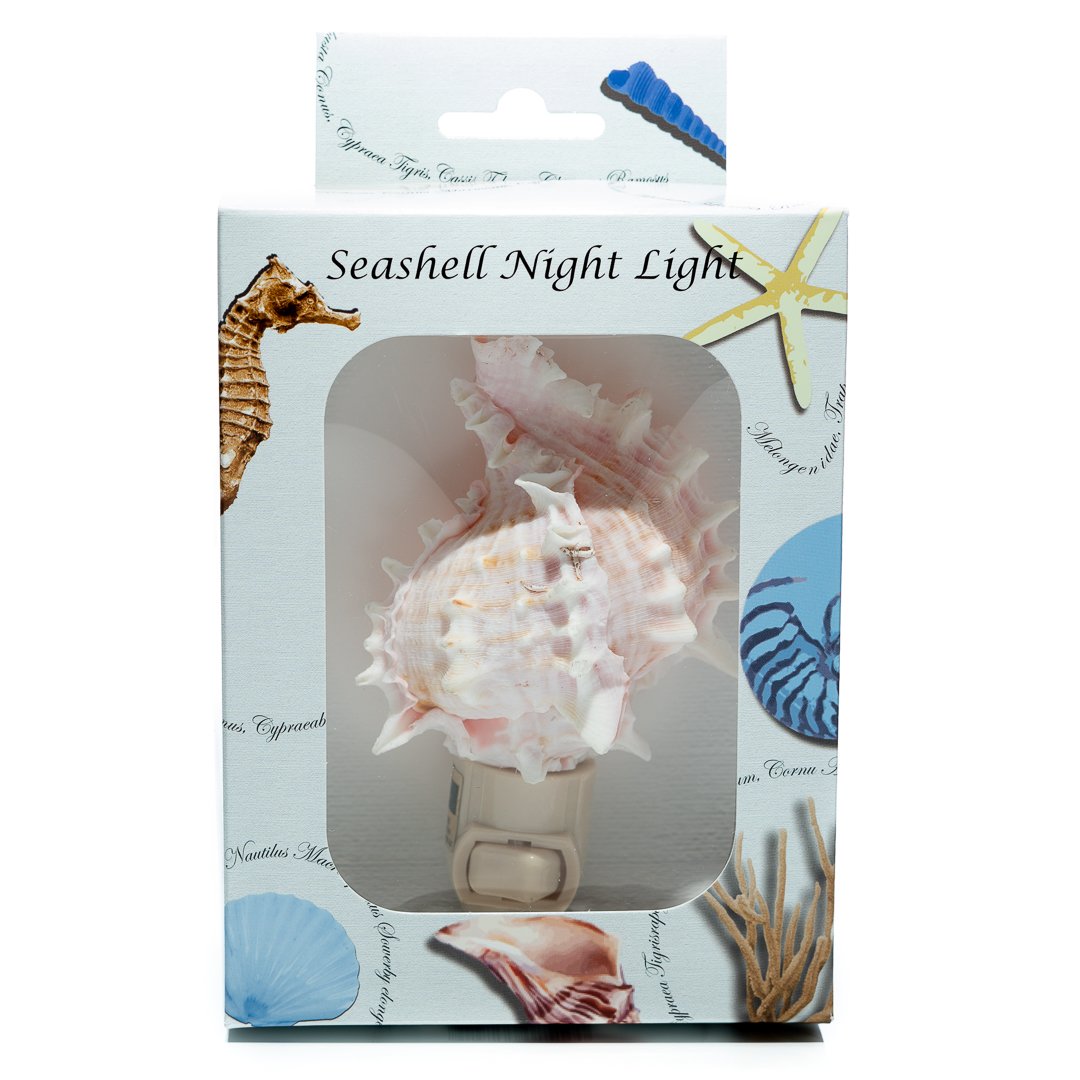 Nautical Crush Trading Sea Shell Night Light - Pink Murex Shell Home Decor with Free Nautical eBook by Joseph Rains