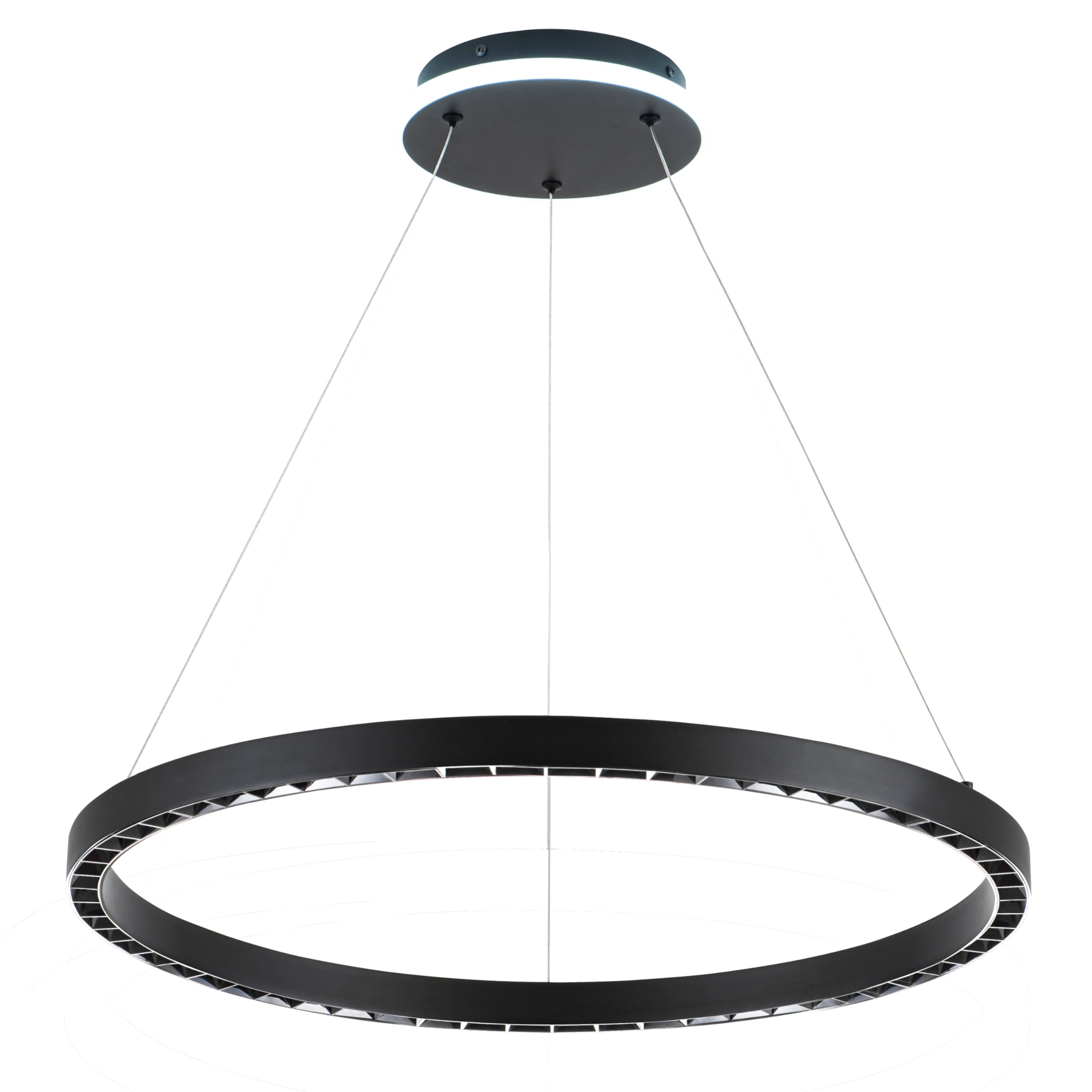 Sunmoo Black Modern Led Chandelier 1-Ring Circular Pendant Light 6000K 36W Dimmable Hanging Light Fixtures For Dining Room Kitch