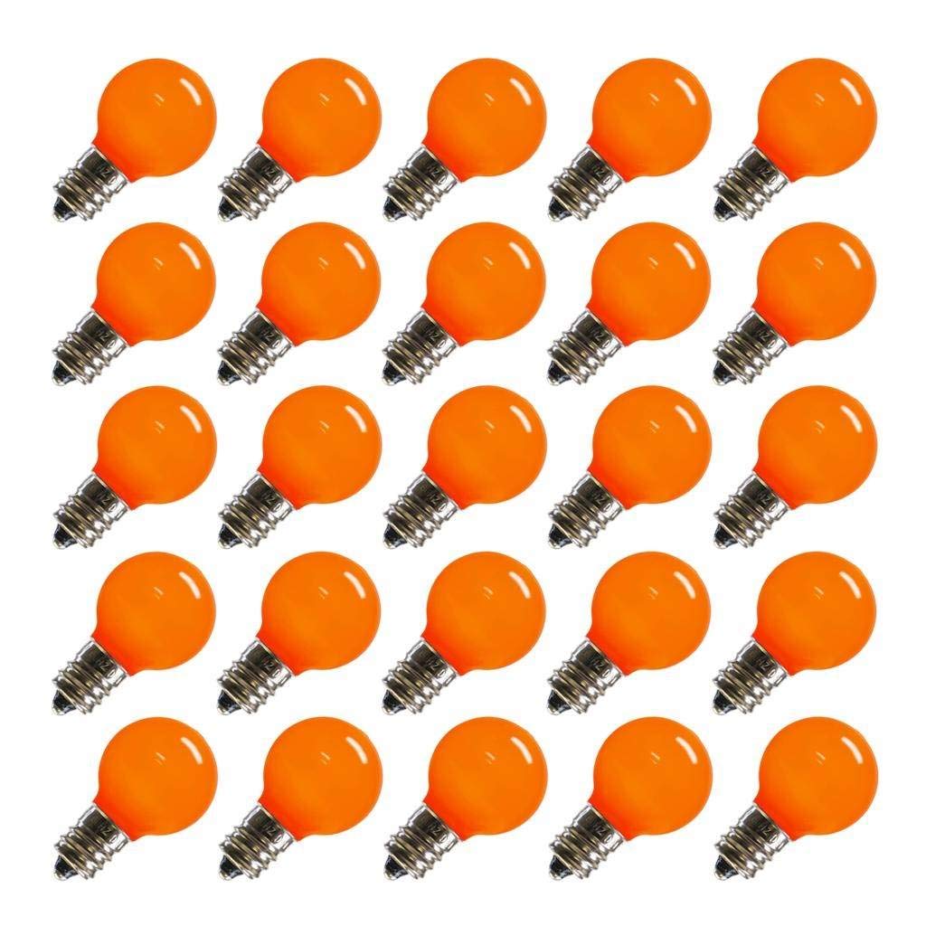 Vickerman G30 Ceramic LED Bulb, Dimmable, Nickel Base, 0.96 Watts, 120 Volt, Orange, Model XLEDCG38-25, 25 Bul
