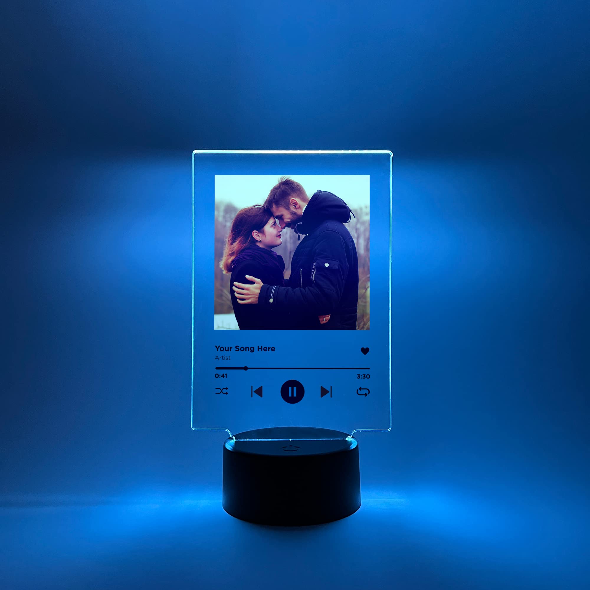 Custom Personalized Photo Song Framed Lyrics Music Scannable Phone Code Album Cover Picture 16 Colors Led Light Up Stand Anniver