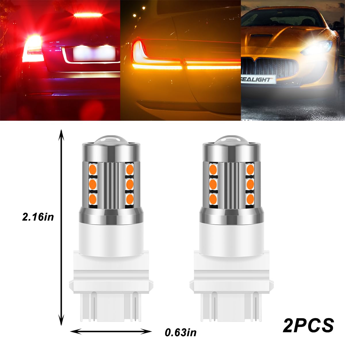 Mandark 3157 T25 Led Car Turn Signal Bulbs  2Pcs Super Bright Automotive Front Rear Blinker Light  Brighter Vehicle Marker Parking Lighting Accessories  Universal For Suv Sedan Truck (Yellow)