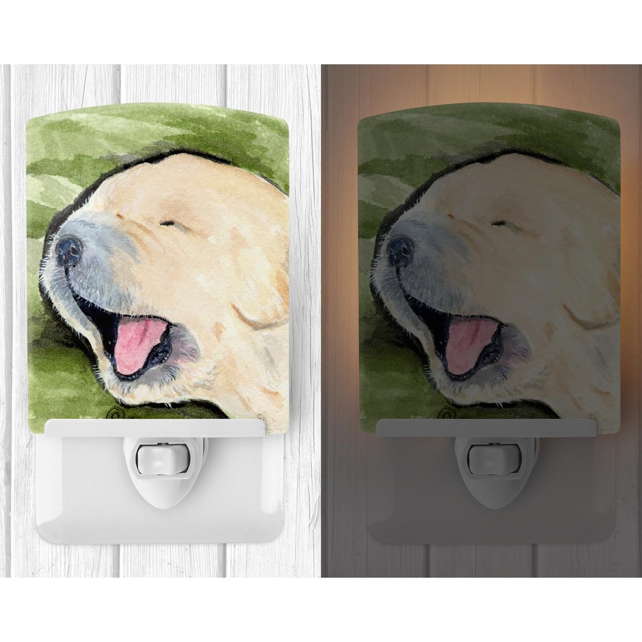Caroline'S Treasures Ss8717Cnl Golden Retriever Ceramic Night Light Compact, Ul-Certified, Ideal For Bedroom, Bathroom, Nursery, Hallway, Kitchen, 6X4X3, Multicolor
