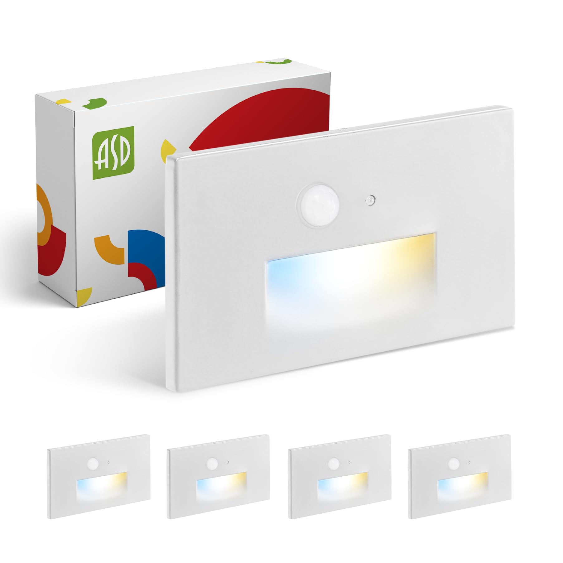 ASD LED Recessed Step Light Fixture | 3W 120LM 3000K-5000K 120V | 3CCT, Motion Sensor, Photocell, Waterproof, ETL Listed | Dusk 