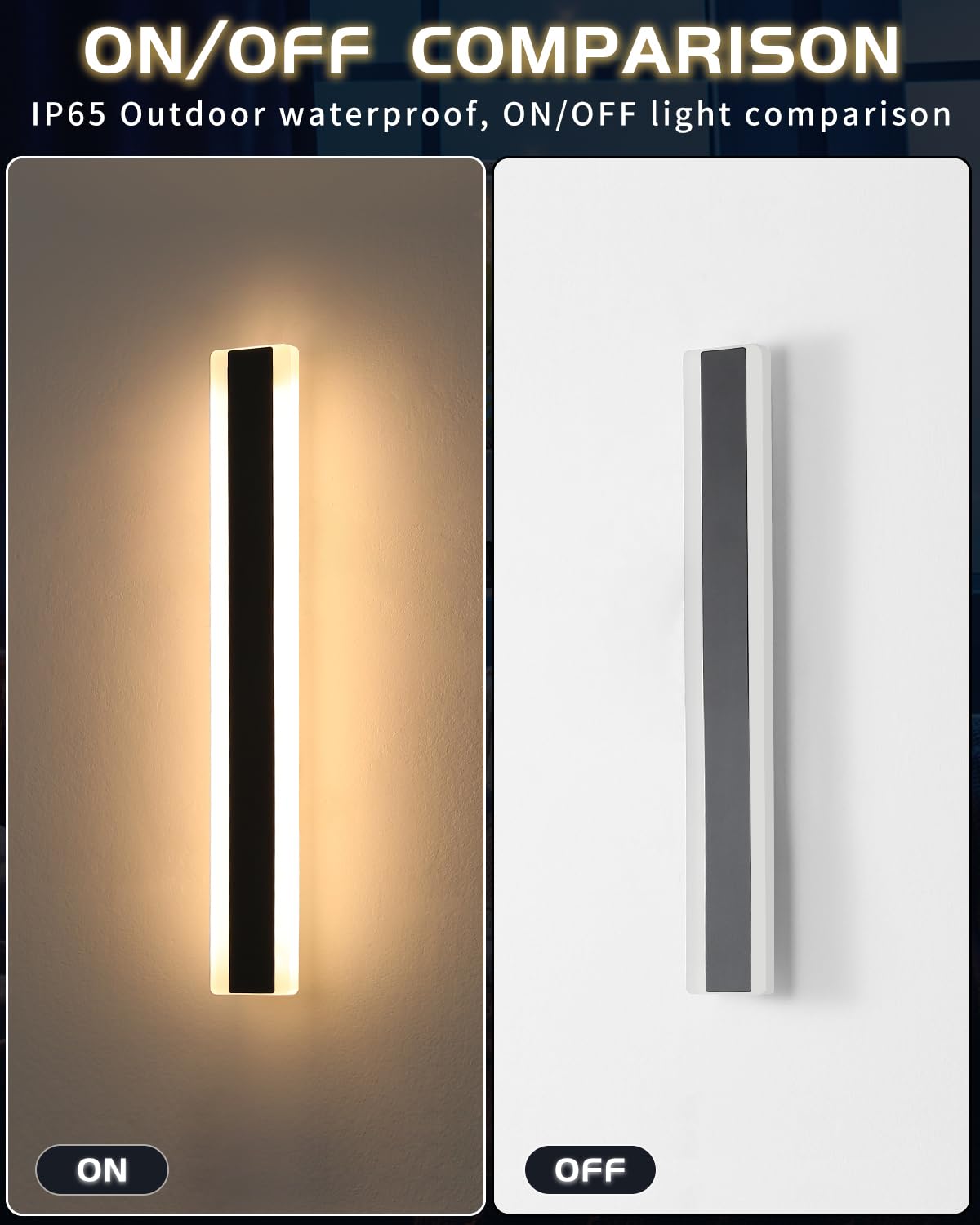 Mikeru 39inch Dimmable Outdoor Wall Light Fixtures, LED Porch Light, Model FTBD-2, Acrylic, 3000-6000K, 2-Pack