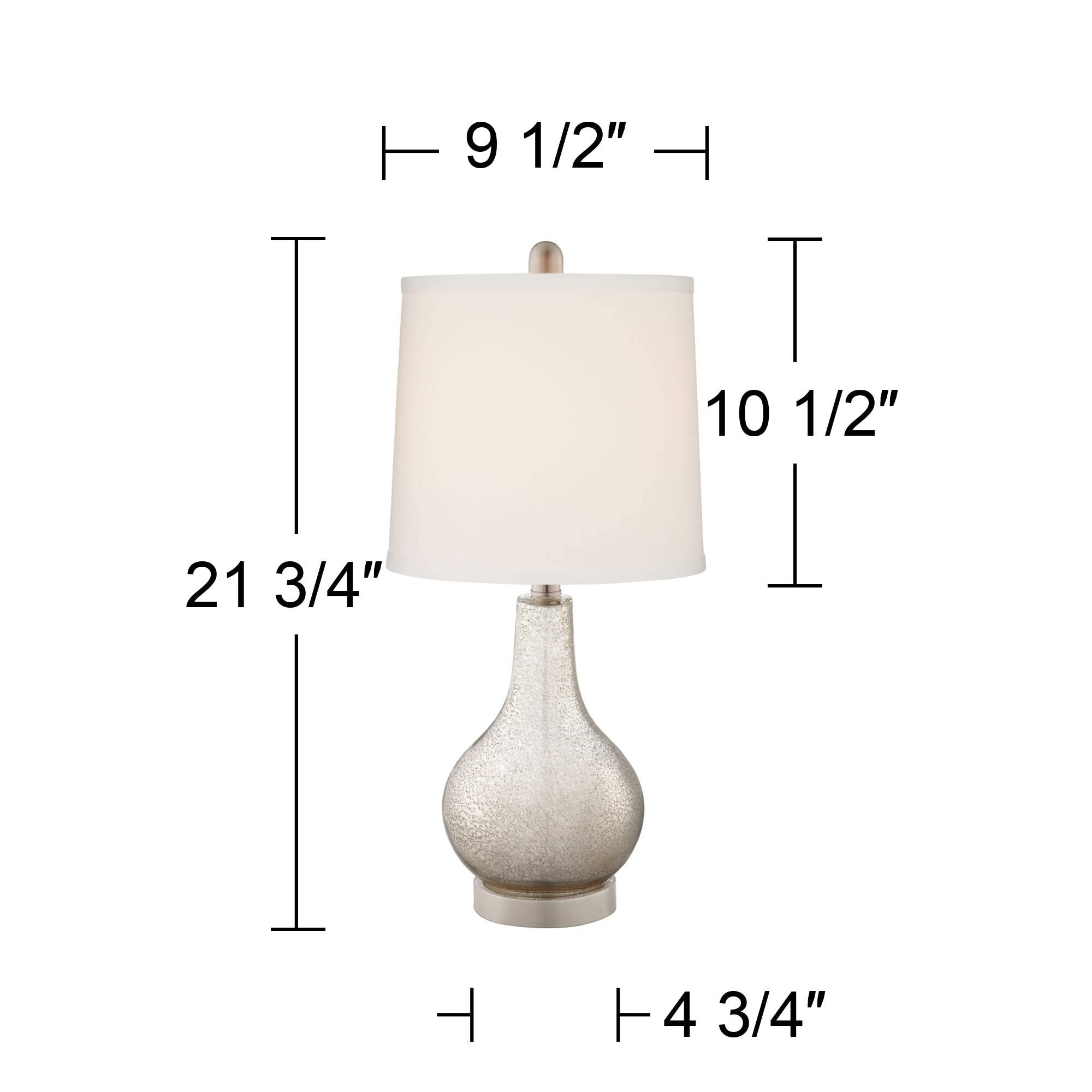 360 Lighting Accent Table Lamps Set of 2 with USB Charging Port, 21.75in High, Mercury Glass, Brushed Nickel, Model 23X82