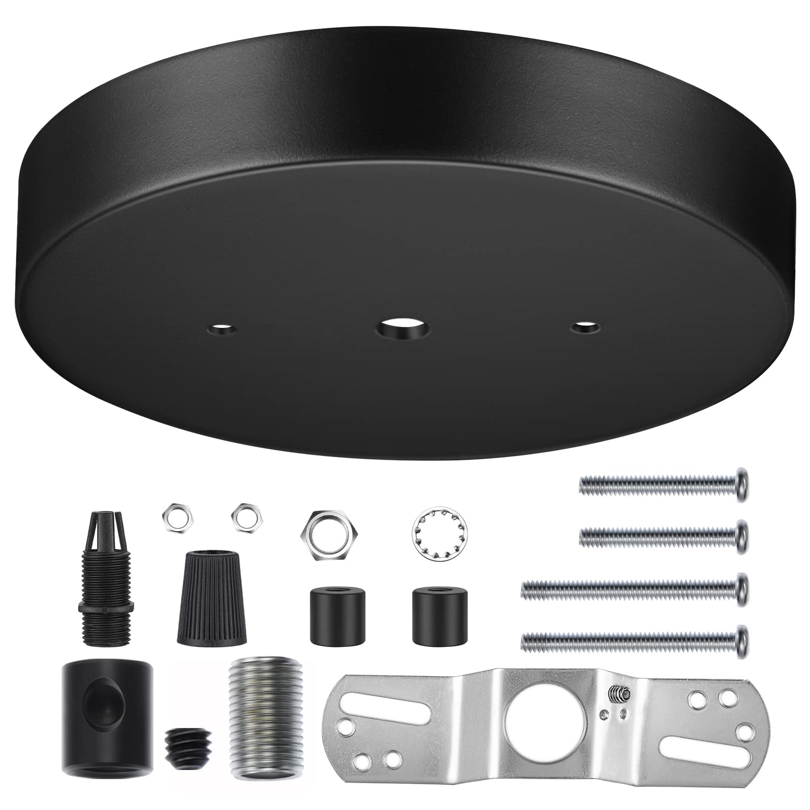 Canomo 6 Inch Black Ceiling Plate Kit For Pendant Light & Chandelier With Hardware