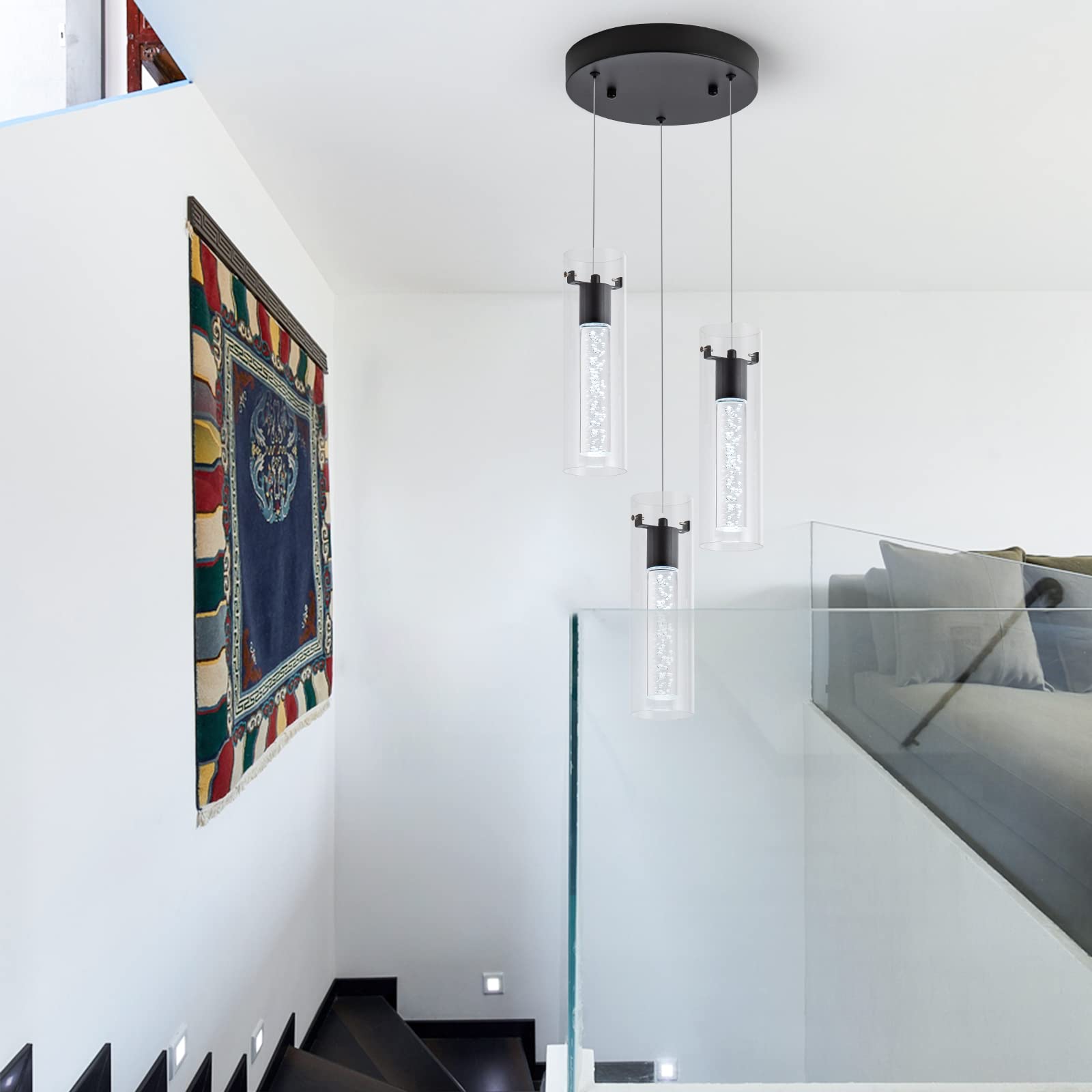 Votag Kitchen Lighting Pendant, Modern Pendant Light With Black Finish, Pendant Lights For Kitchen Island Restaurant, Dining Roo