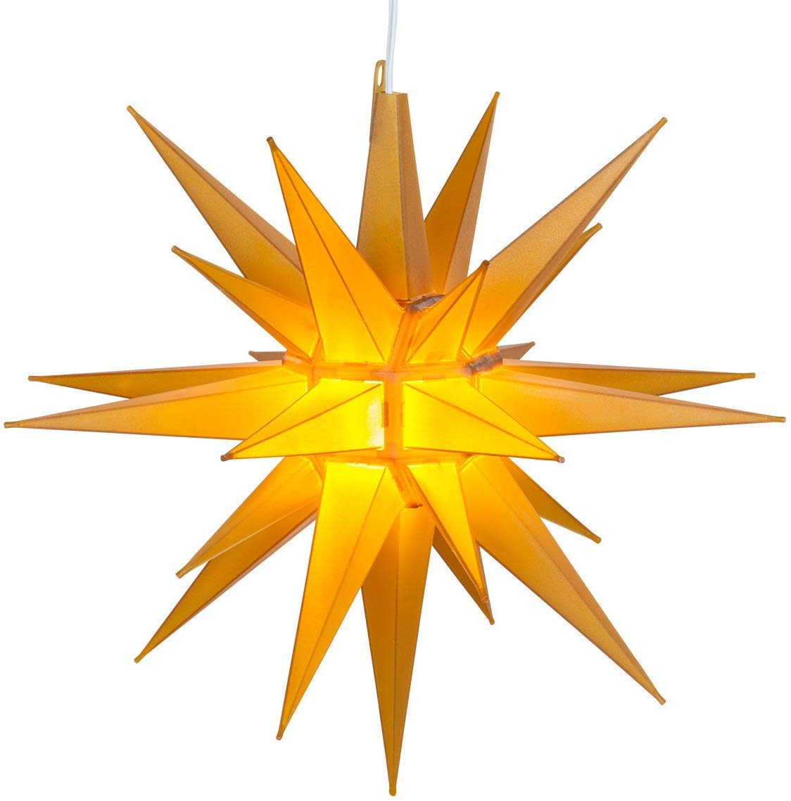 Kringle Traditions 14 LED Moravian Star Light - Hanging Lighted Stars - Star Lantern (Gold)