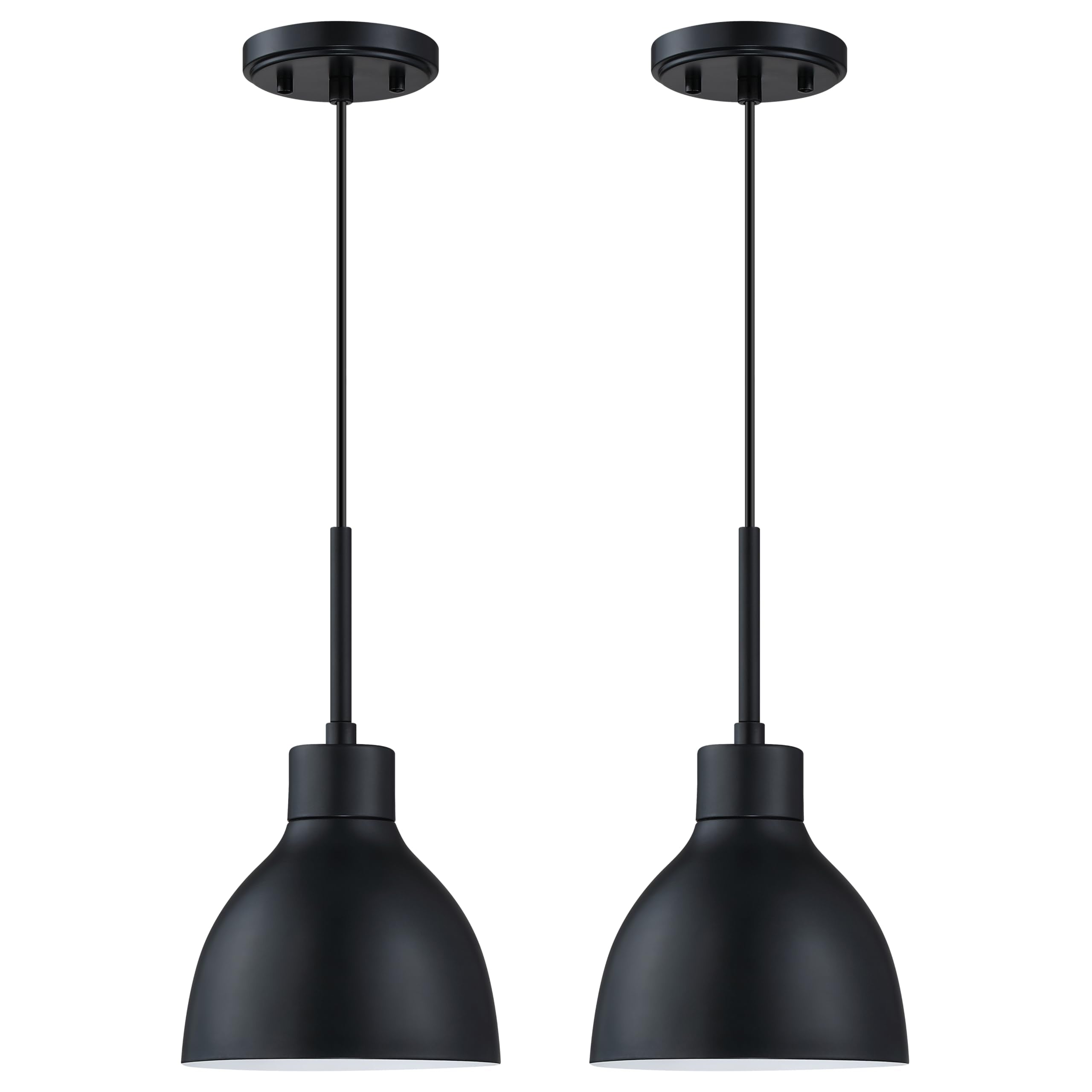 2 Pack 1 Light Kitchen Island Mini Hanging 6.5'' Metal Drum Pendant Ceiling Light Industrial Fixtures,Black Finish for Over Sink