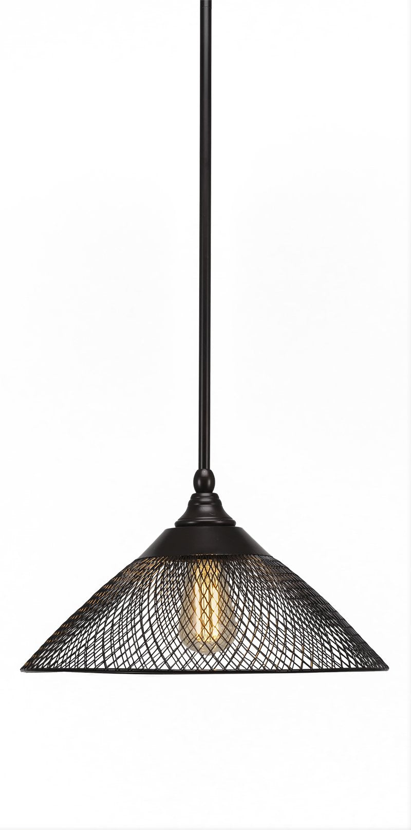Toltec Lighting 23-Es-808-Led18A Stem 3 Light Mini Pendant 14&quot; Mesh Cone Metal Shade