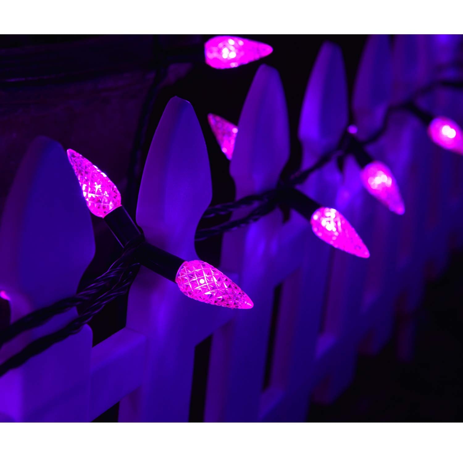 Twinkle Star C6 Halloween String Lights - 100 LED, 33ft, Purple, Indoor/Outdoor, 8 Lighting Modes, Model ZD-29V100DIF