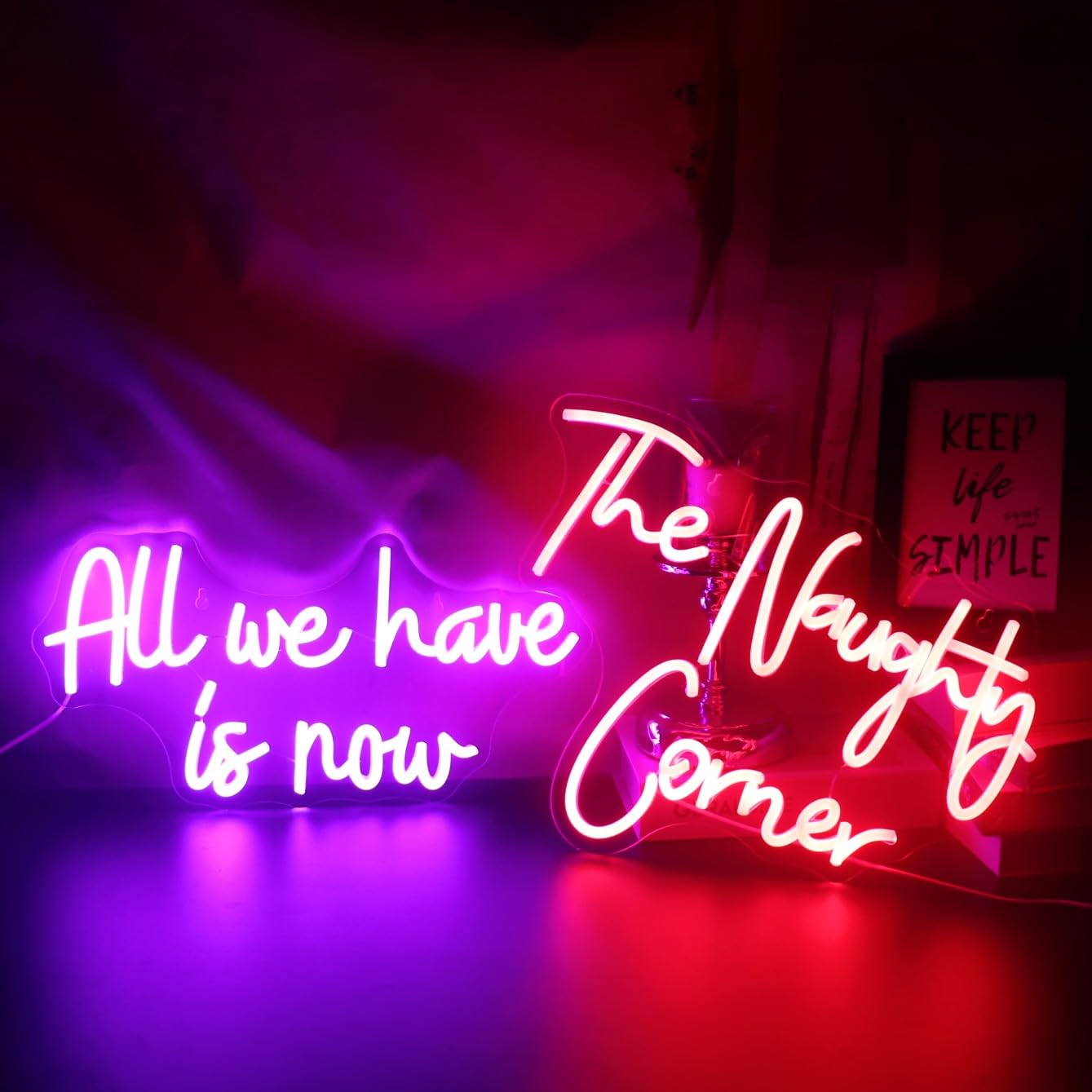Qiaofei Led The Naughty Corner Neon Sign Word/Letters Usb Powered Neon Lights For Girls Room Home Bar Art Wall Decor Party Window Living Room Decor Birthday Christmas Gift(Red)