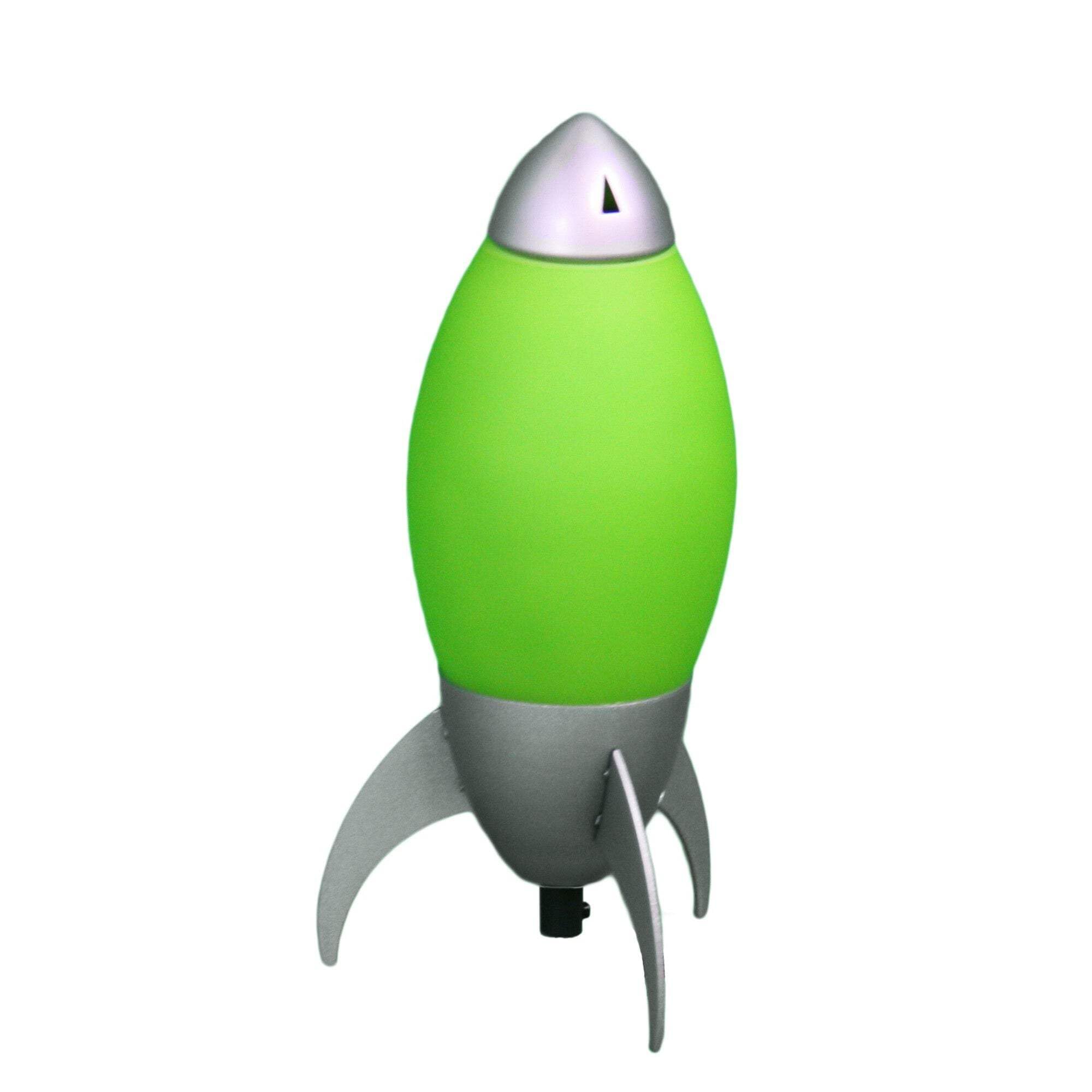 HomeRoots Rocket Shaped Table Lamp - Green and Silver Design