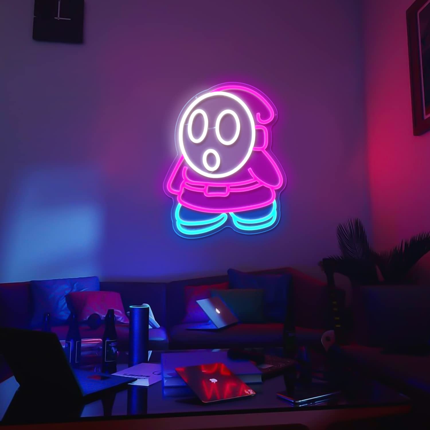 Shy Guy Neon Sign From Gaming Neon Sign Dimmable Ghost Led Neon Light For Bedroom Kids Game Room Man Cave Birthday Halloween Decor Christmas Gift